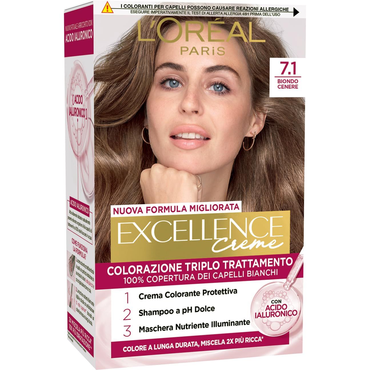 L'Oréal Excellence 7,1 Biondo Cenere - Colore Permanente