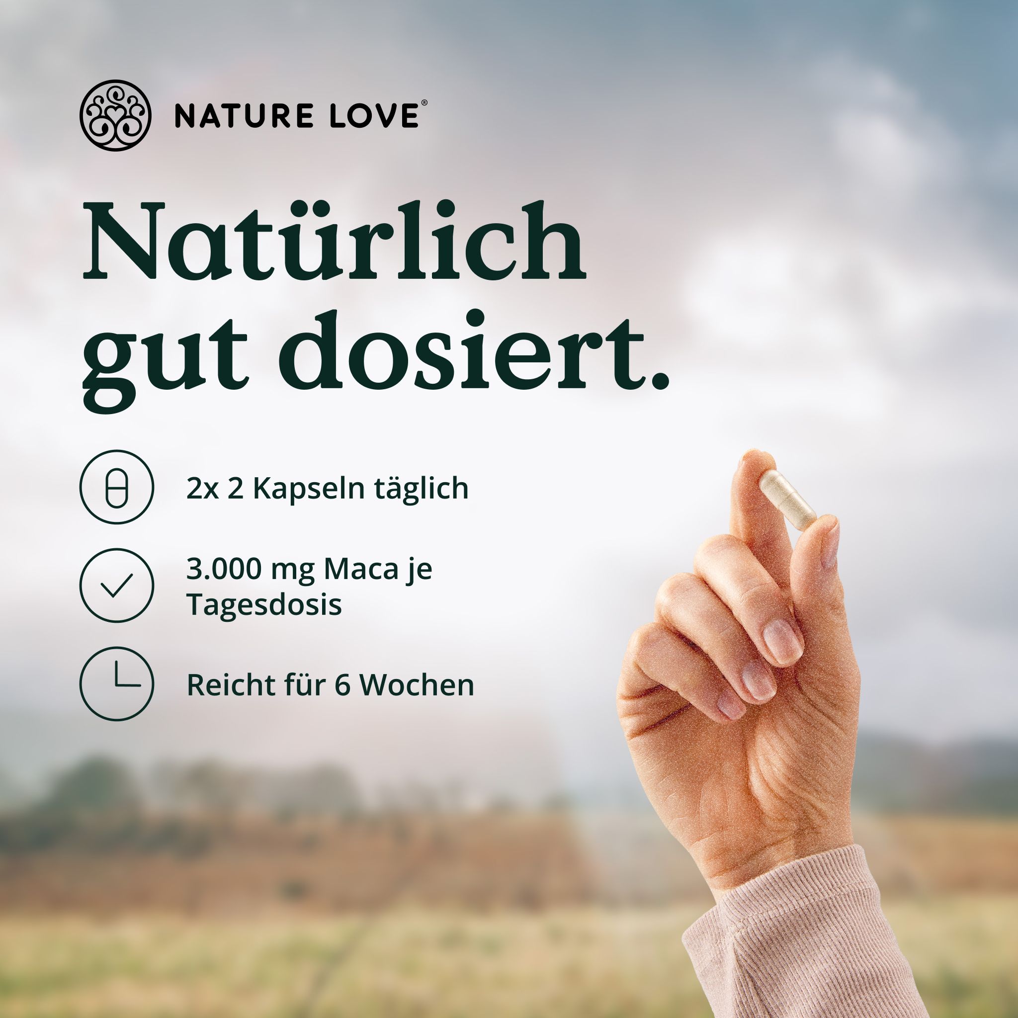 Capsule Nature Love Bio Maca Rossa, vegane, dalle Ande peruviane, 180 pezzi.