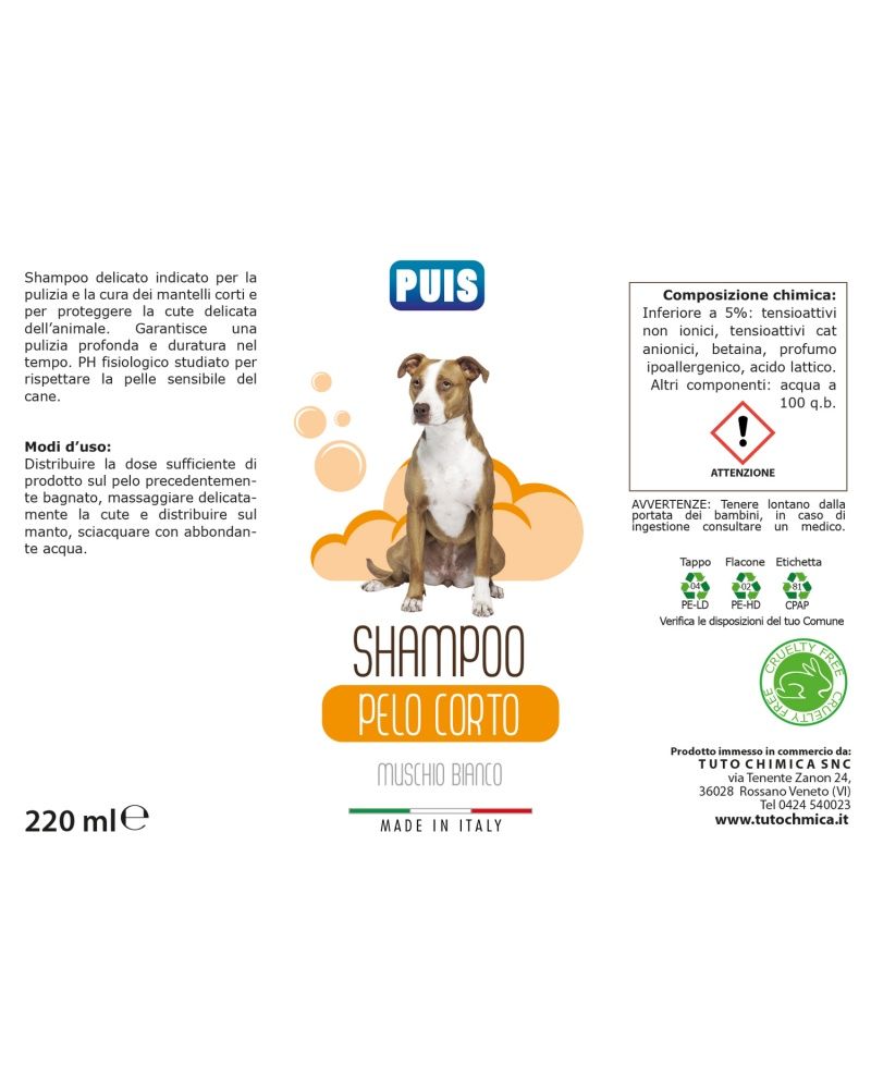 Puis Shampoo cani pelo corto Muschio Bianco