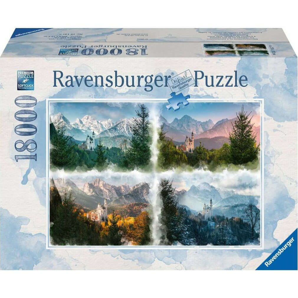 Scatola puzzle con castello in quattro stagioni. Marchio Ravensburger. 18000 pezzi.