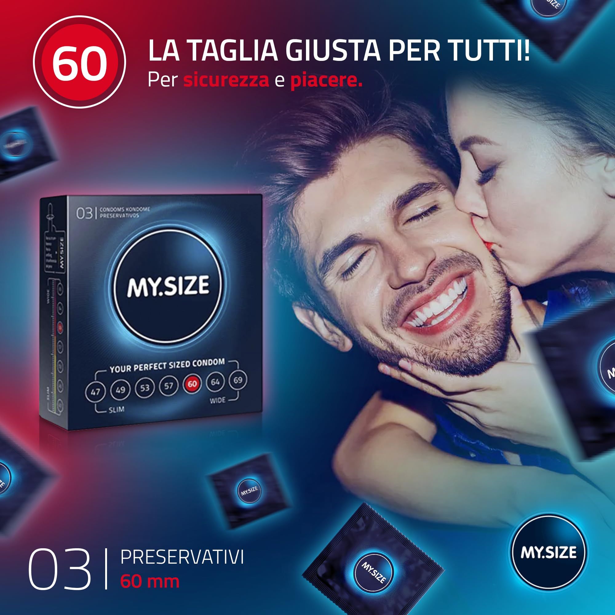 Preservativi MY.SIZE 60: 3 pezzi. "Classic".