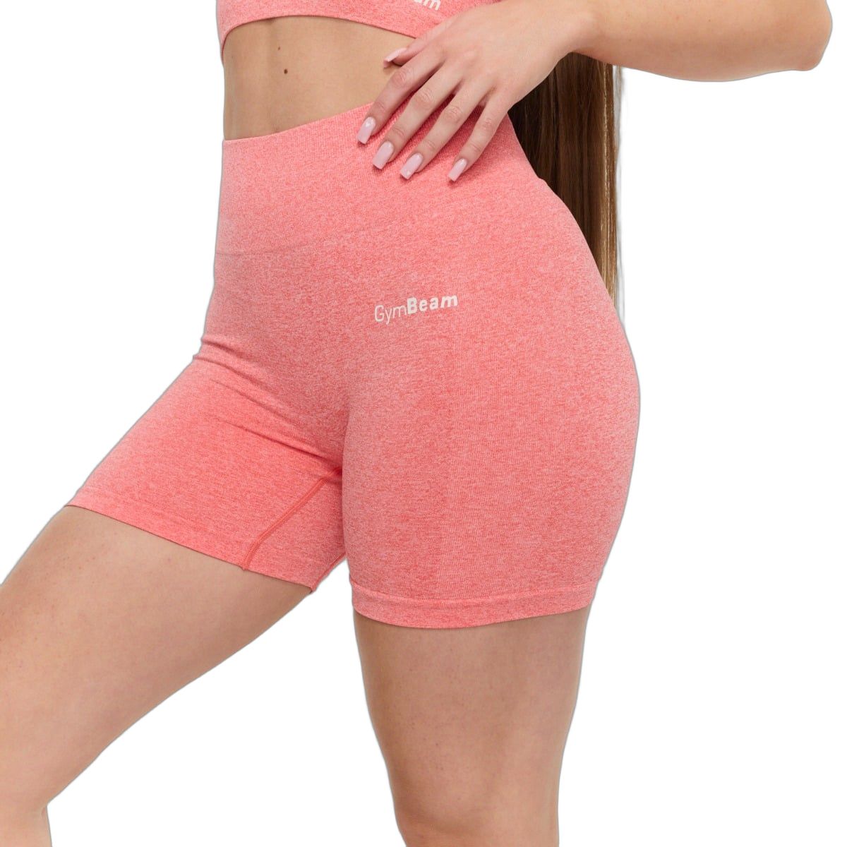 GymBeam Pantaloncini donna FLO corallo slim con vita elastica