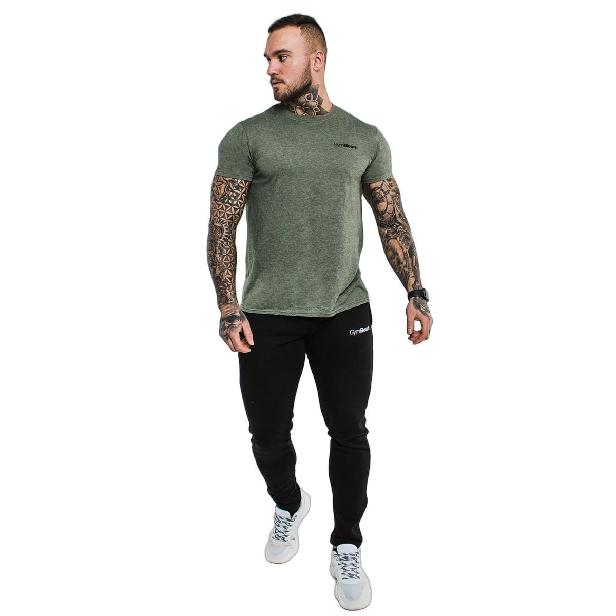 GymBeam Pantaloni uomo slim fit Black con tasche, cordoncino e zip alle caviglie