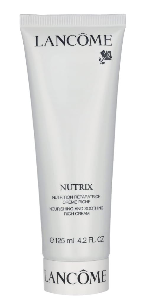 Tubo bianco Lancôme Nutrix. Contiene 125 ml. Testo: Nourishing and Soothing Rich Cream.