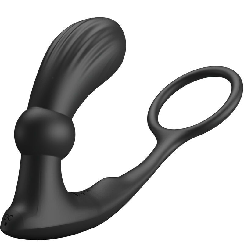 Vibratore ad anello anale nero, vista laterale con dimensioni: 170mm lunghezza, 29mm larghezza.