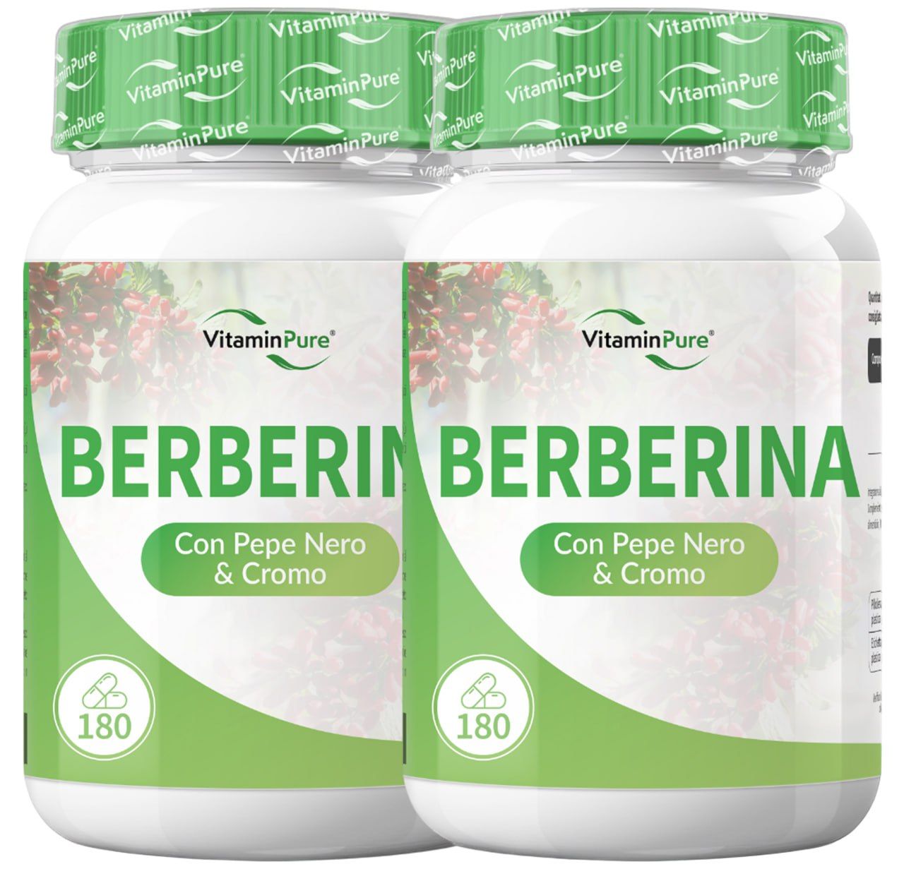 VitaminPure® Berberina 1000mg Formula Potenziata con Pepe Nero e Cromo