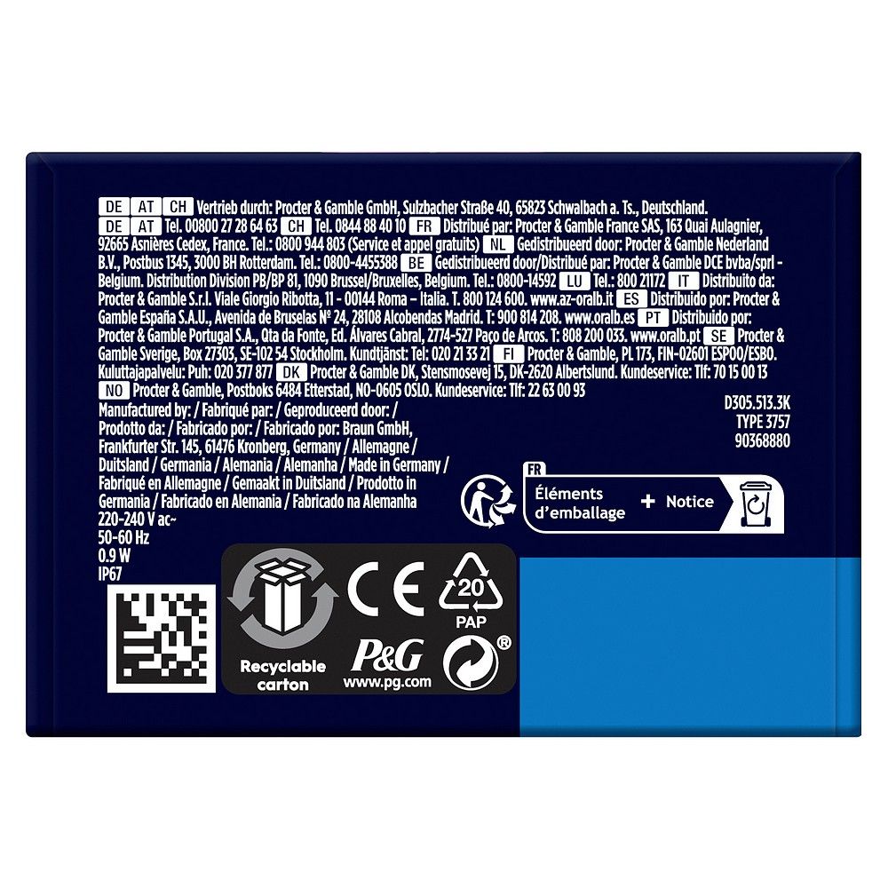 Retro della confezione dello spazzolino elettrico Oral-B Pro Junior 6+ con dettagli.
