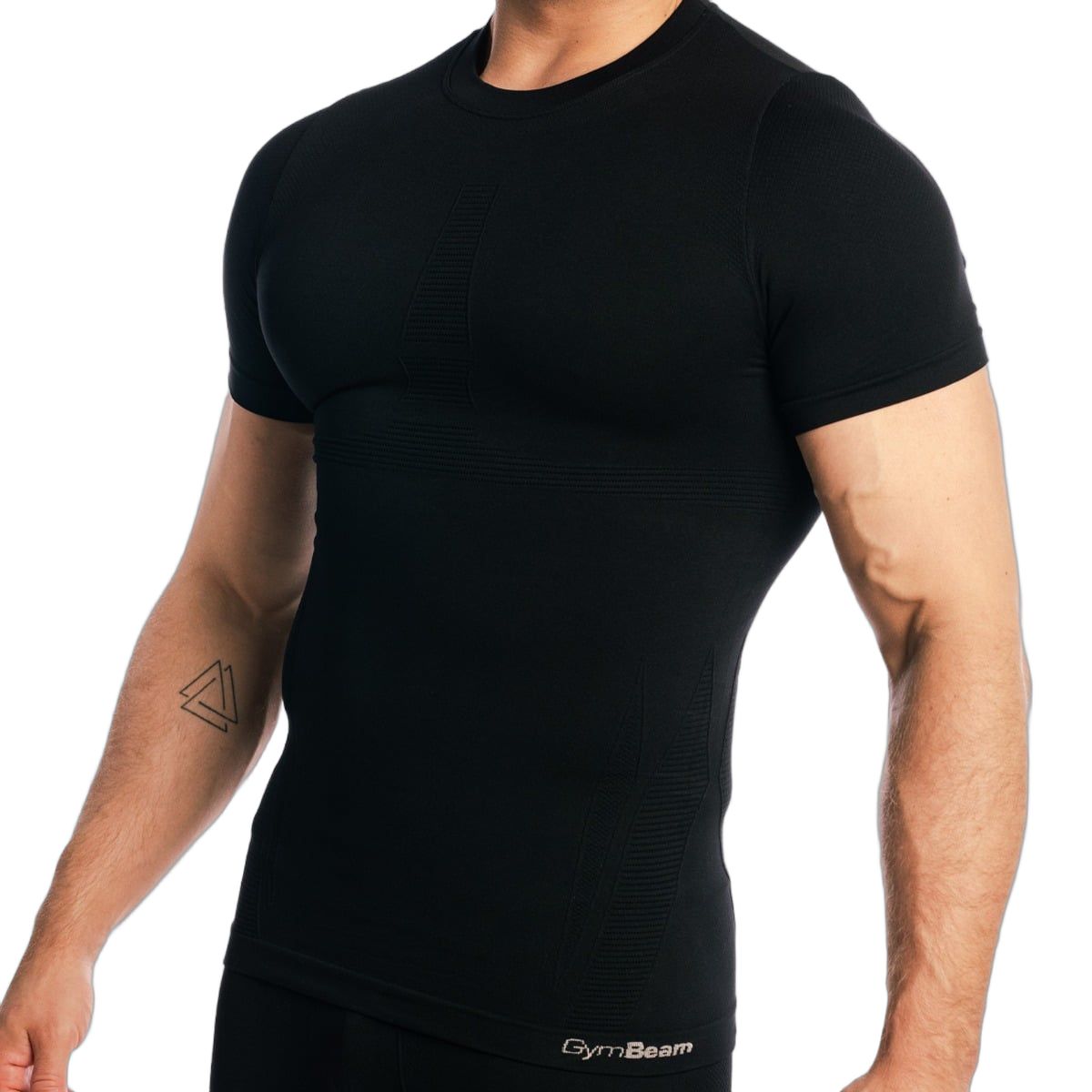 GymBeam T-shirt uomo Fuse slim senza cuciture Black