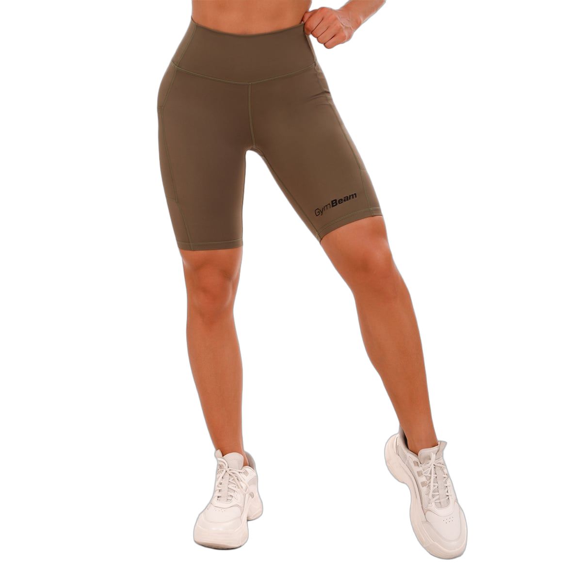 GymBeam Pantaloncini biker donna vita alta slim Olive