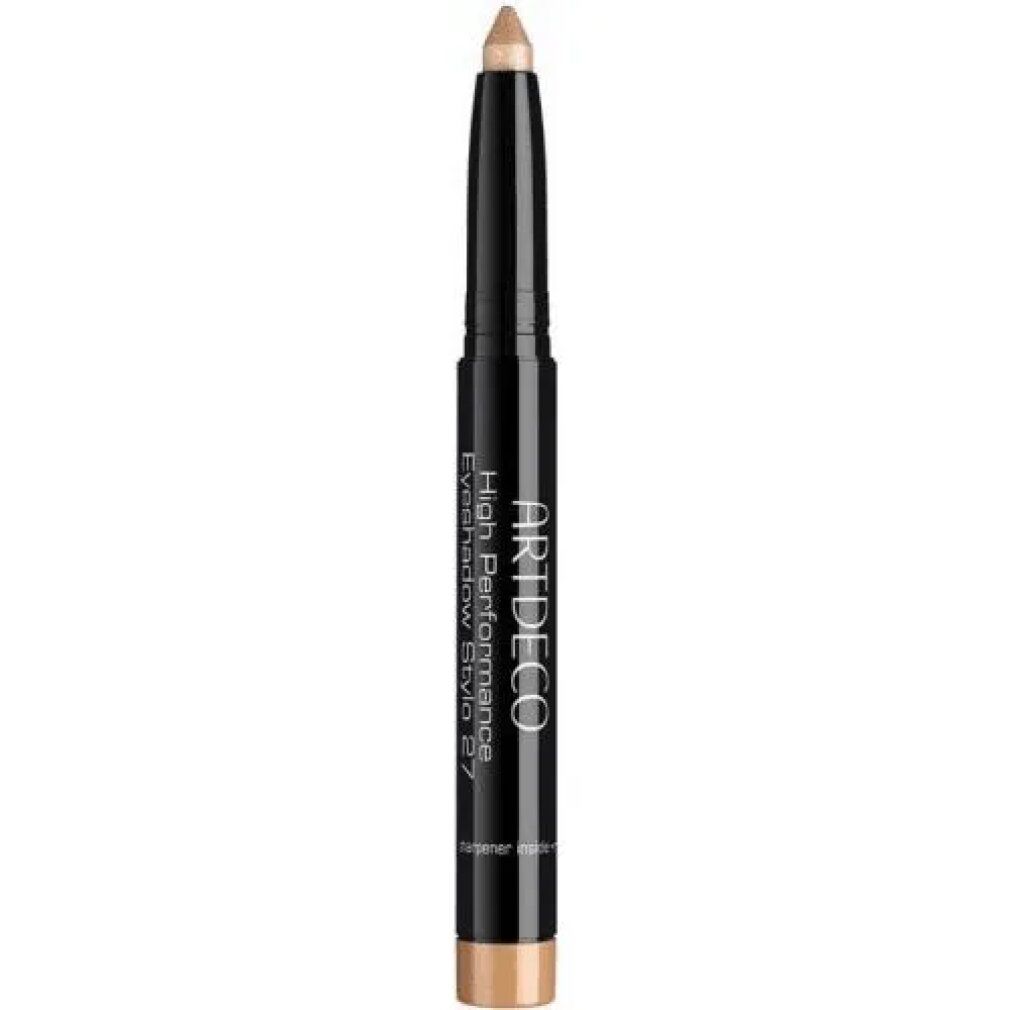 Artdeco High Performance Eyeshadow Stylo. Matita beige con astuccio nero. Nome del prodotto e logo visibili.