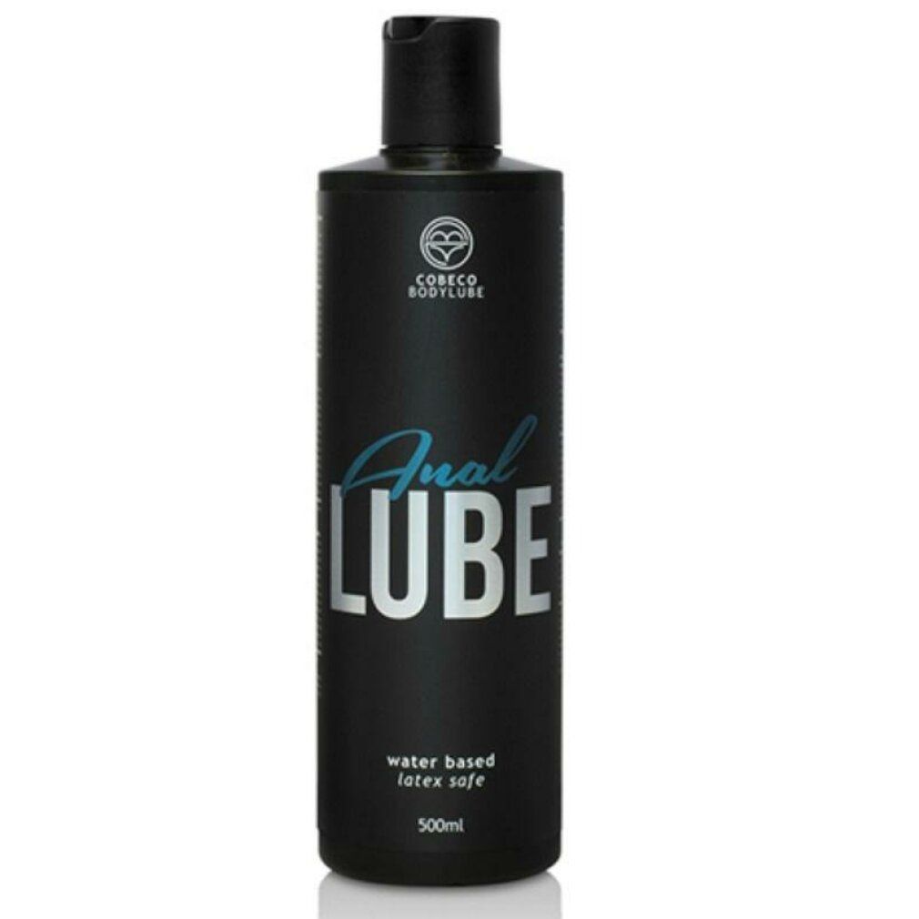 Flacone nero "Anal Lube". Marchio Cobeco Bodylube. A base d'acqua, senza lattice. 500ml.