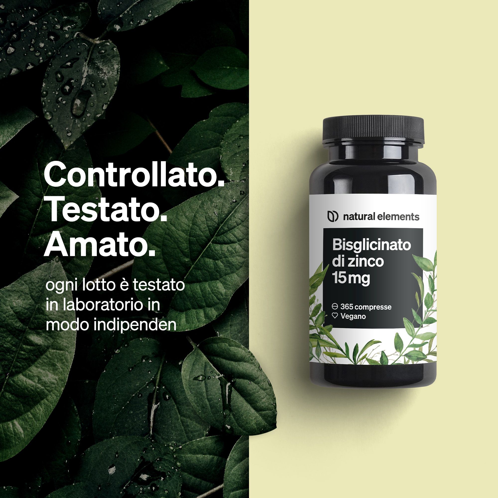 Flacone di capsule di Magnesio L-Treonato di natural elements.