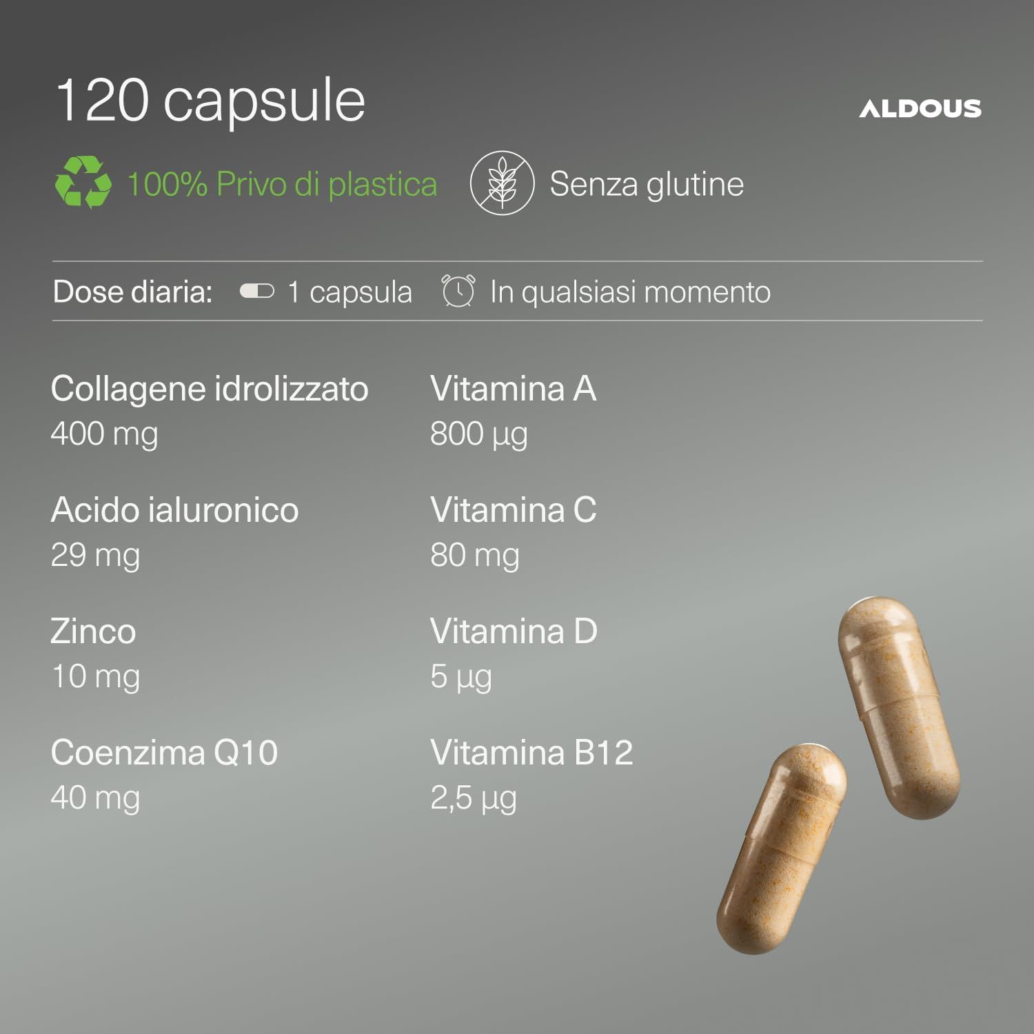 Aldous Capsule di Collagene + Acido Ialuronico + Coenzima Q10