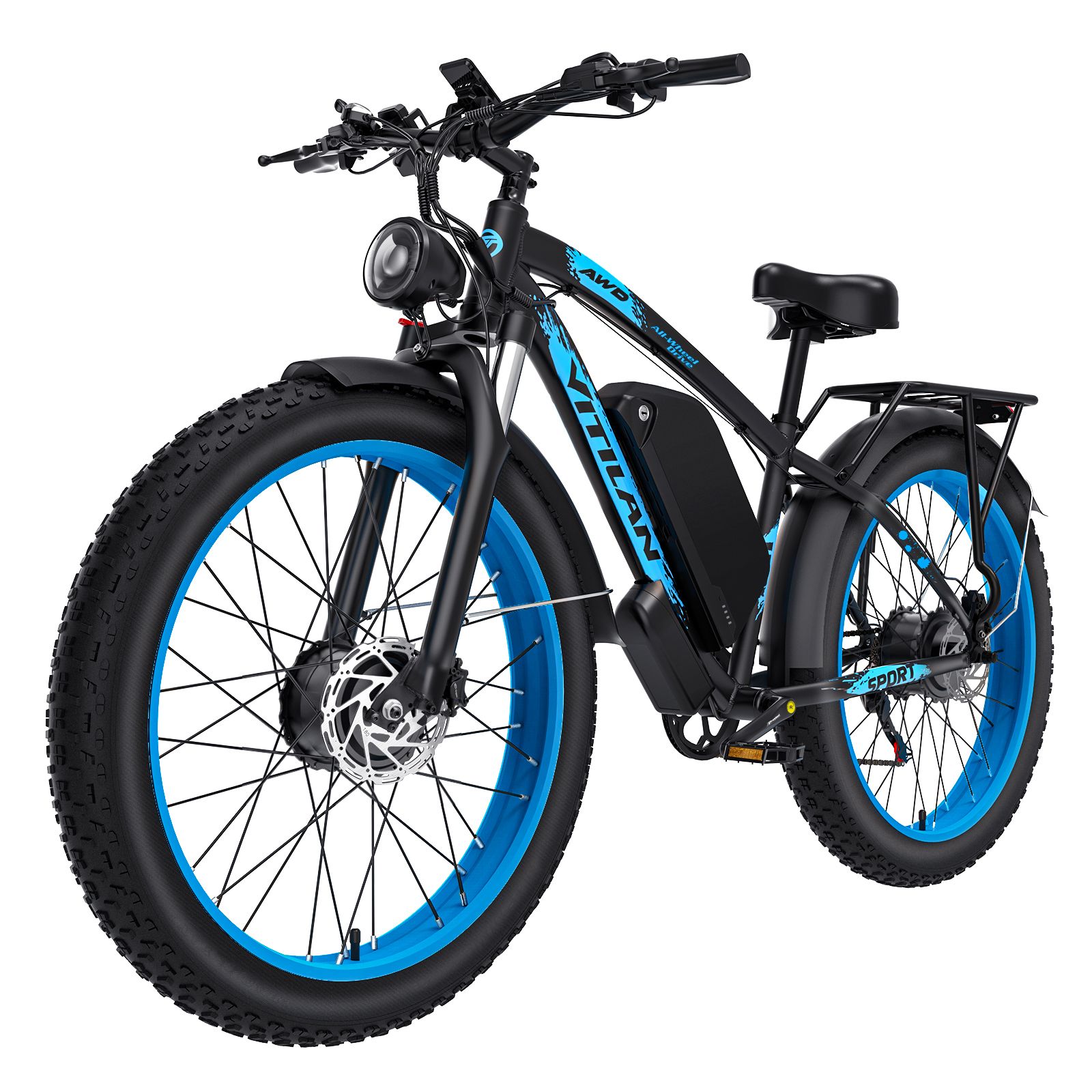 Mountain bike elettrica Vitilan H5 doppio motore batteria 52V 25AH, 24 pollici