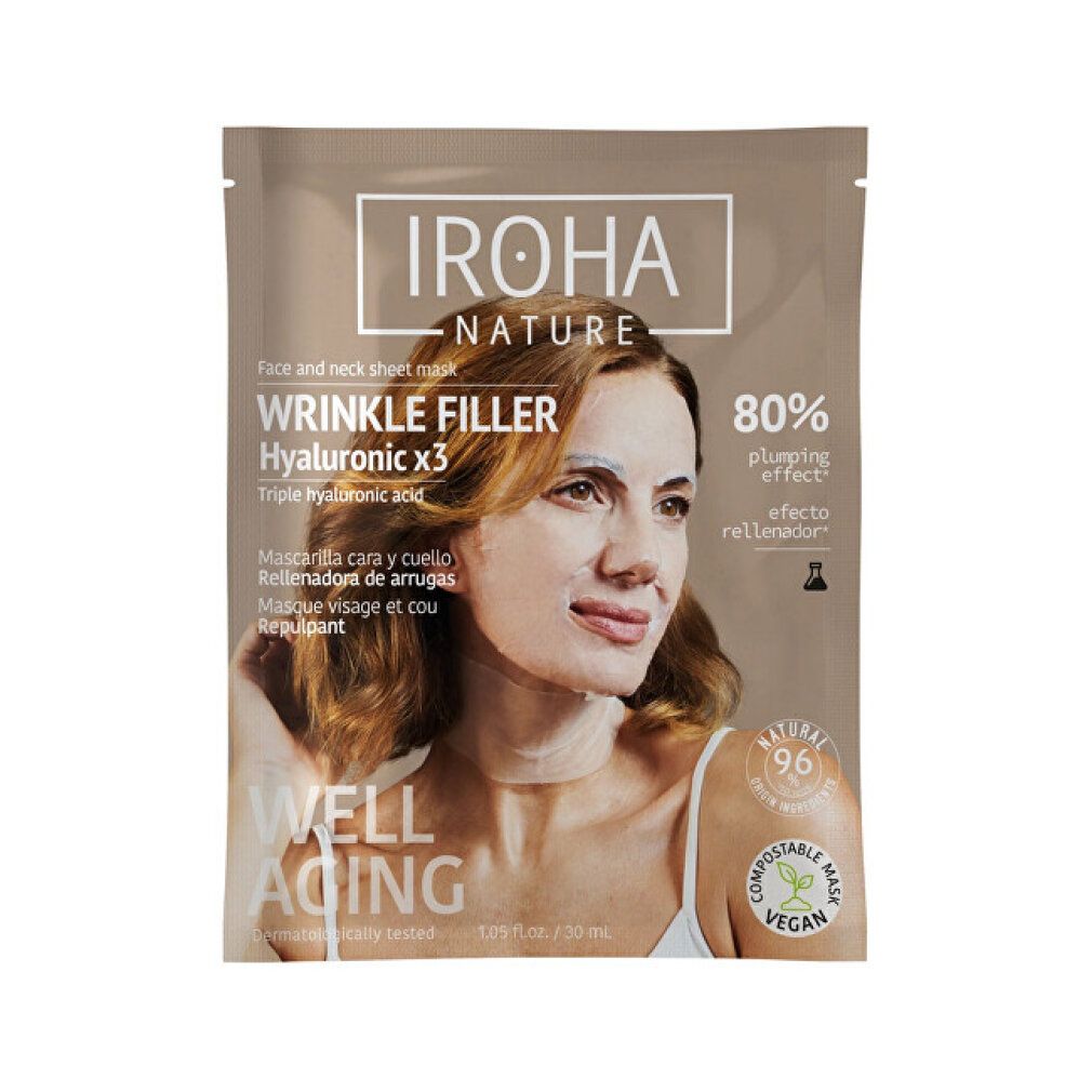 Maschera viso Iroha Nature con acido ialuronico antirughe e anti-età.