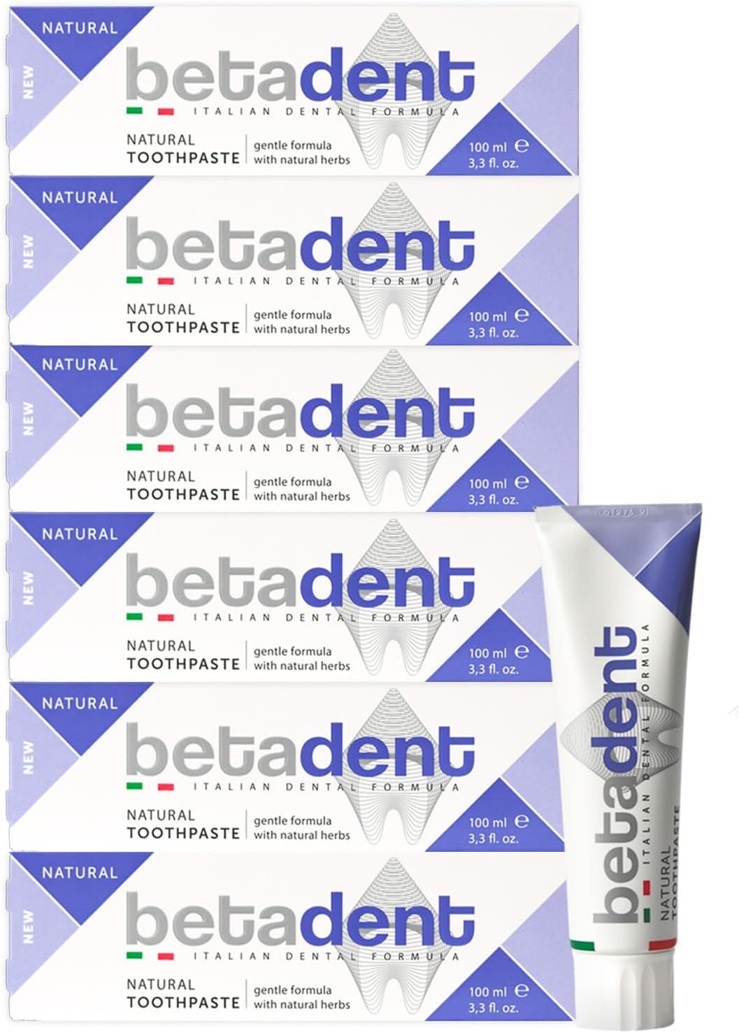 BETADENT - Dentifricio Natural - Rinforza gengive - Delicato con estratti naturali vegetali