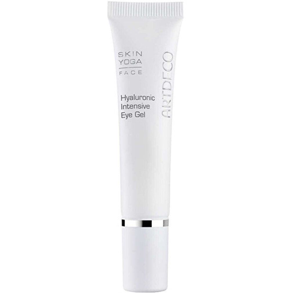 Tubo bianco con applicatore argentato. Contiene Hyaluronic Intensive Eye Gel.