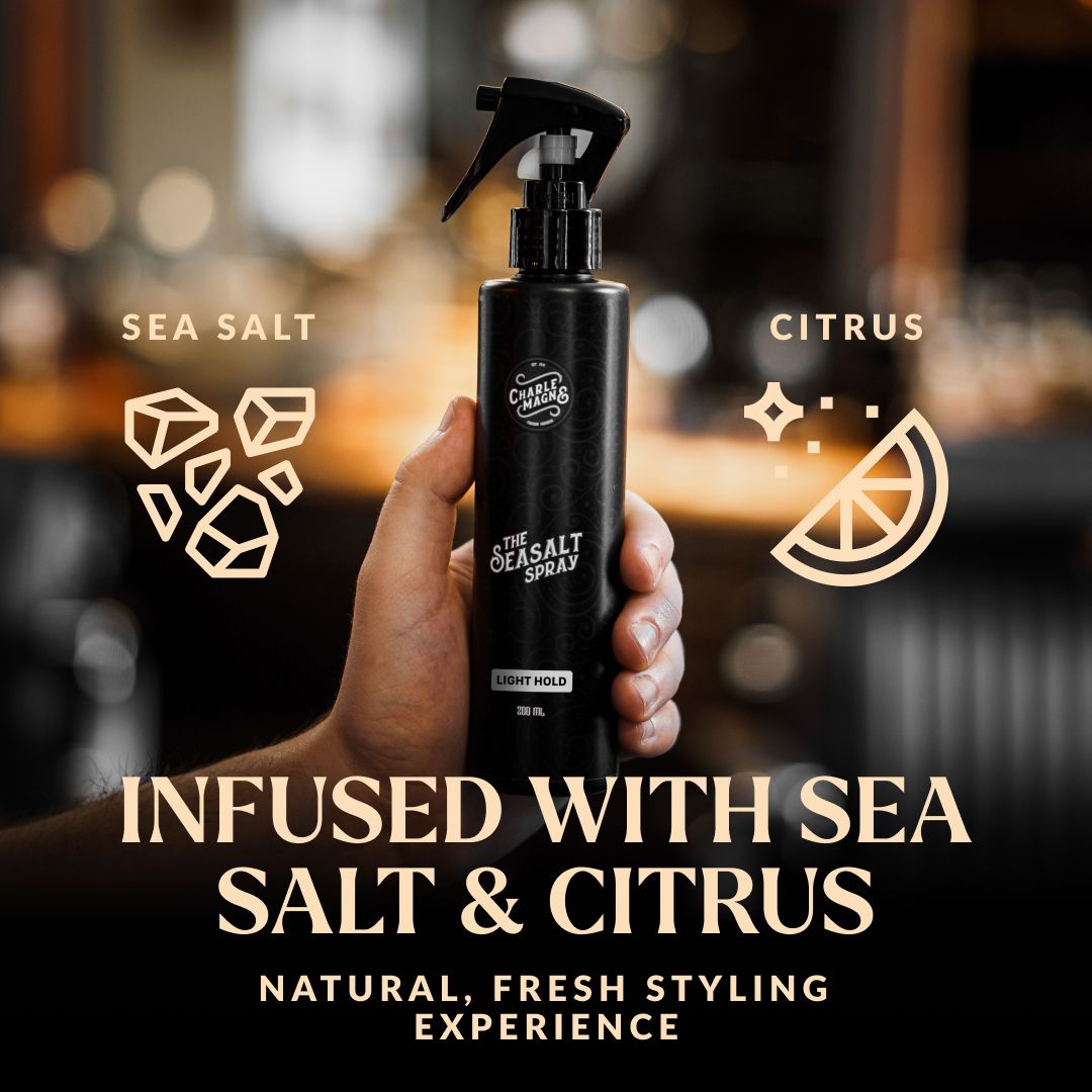 Flacone di The Seasalt Spray, infuso con sale marino e agrumi.