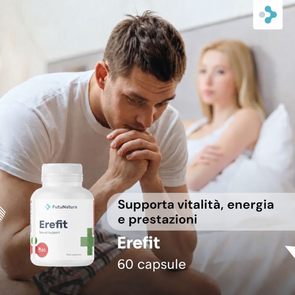 Flacone da 60 capsule del integratore Erefit di FutuNatura.