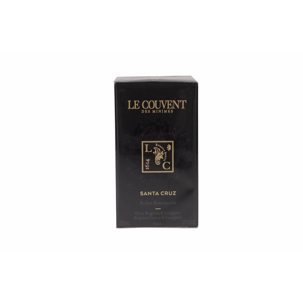 Scatola nera con testo dorato. Visibili "LE COUVENT DES MINIMES" e "SANTA CRUZ". Logo con "1614".