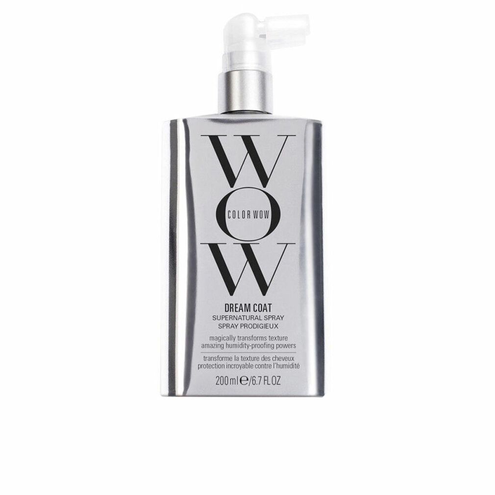 Flacone argento con erogatore spray. Scritta: WOW COLOR WOW DREAM COAT. Testo: Supernatural Spray, 200 ml/6.7 FL.OZ.