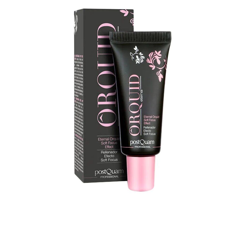 Tubo nero con tappo rosa e confezione. Testo: ORQUID eternal, Soft Focus Effect, Postquam Professional.