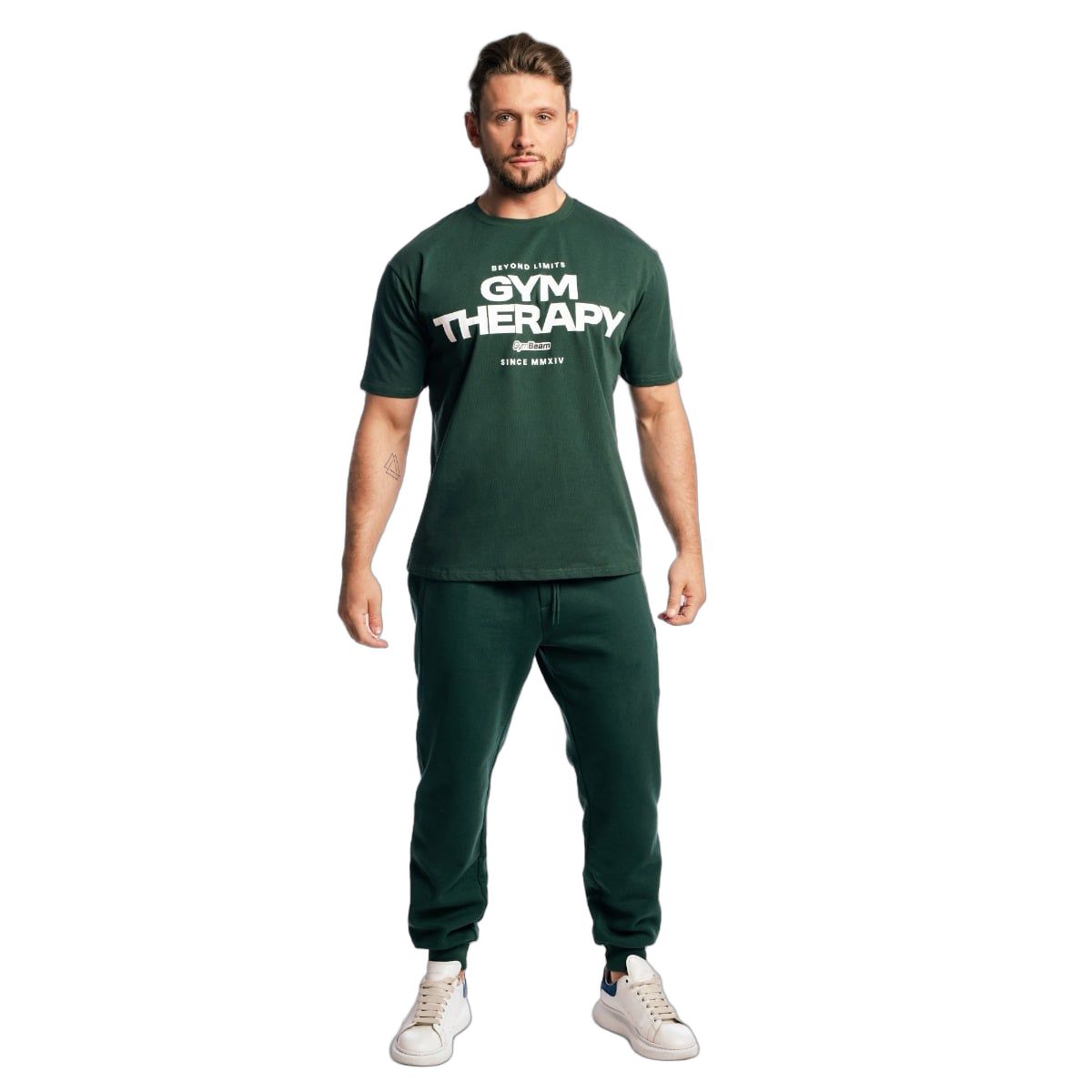 GymBeam T-shirt uomo oversize in cotone a manica corta Gym Therapy Forest