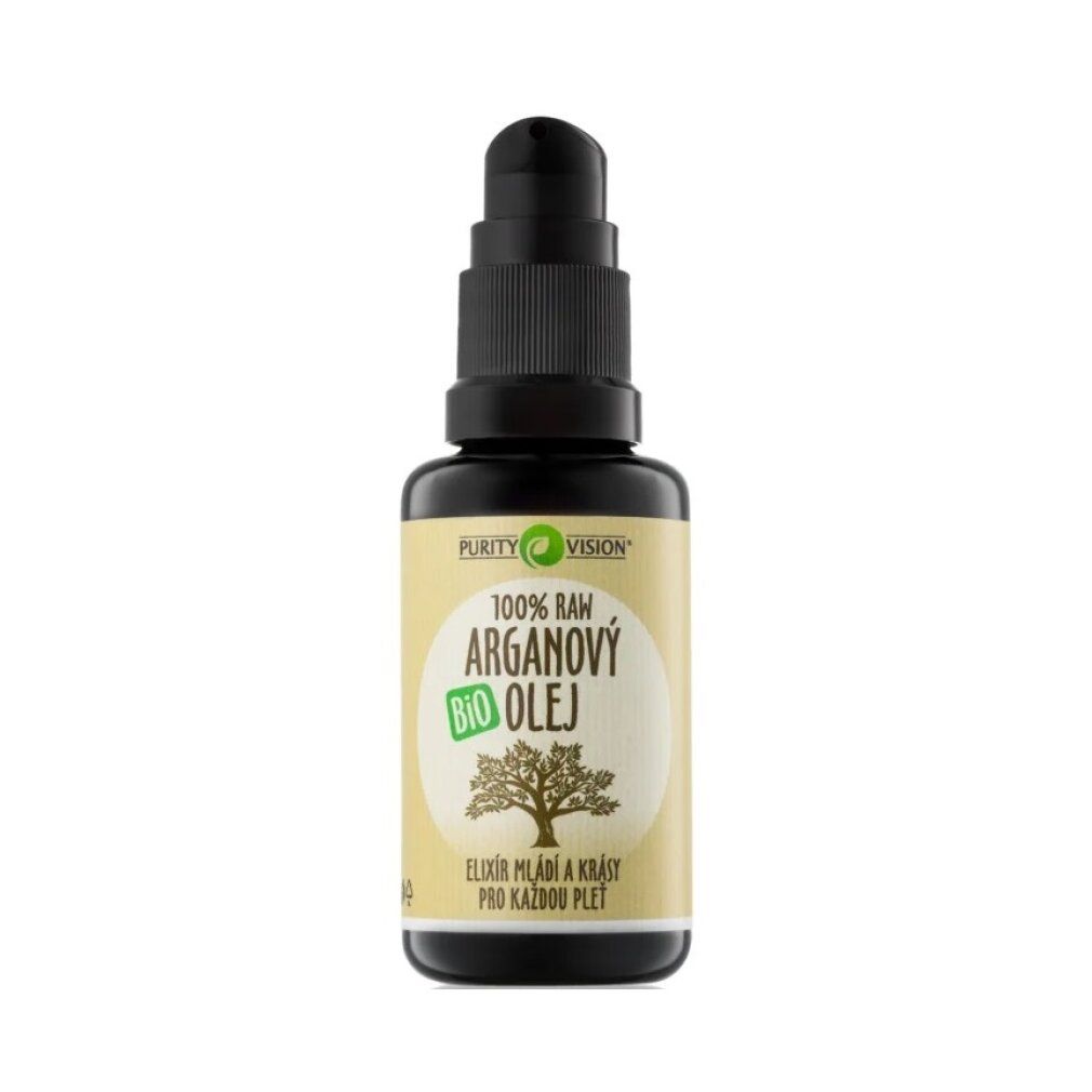 Flacone di olio di argan, 100% puro, biologico, con erogatore a pompa.