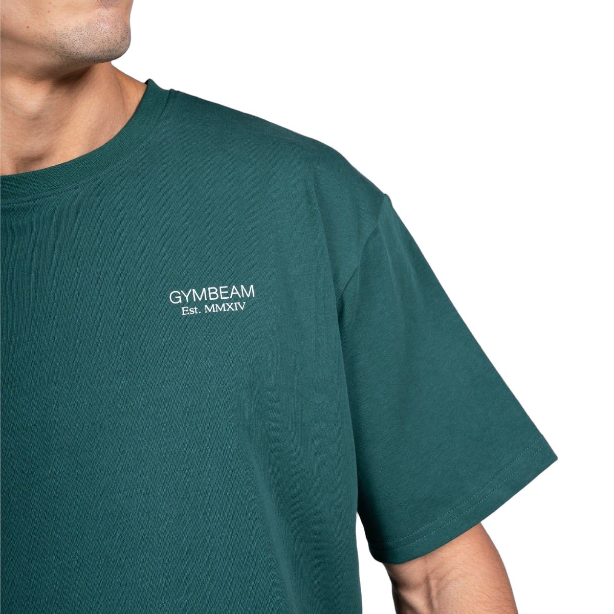 GymBeam Maglietta uomo oversize Lifting Heavy Forest a maniche corte