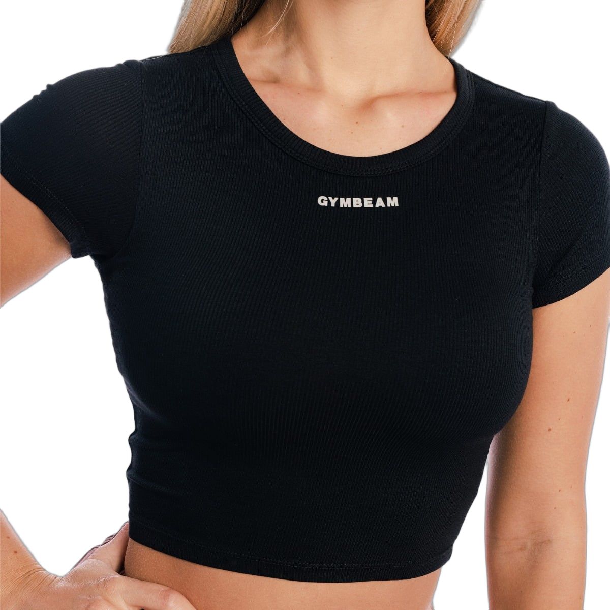 GymBeam T-shirt donna cropped Aura slim a manica corta Black