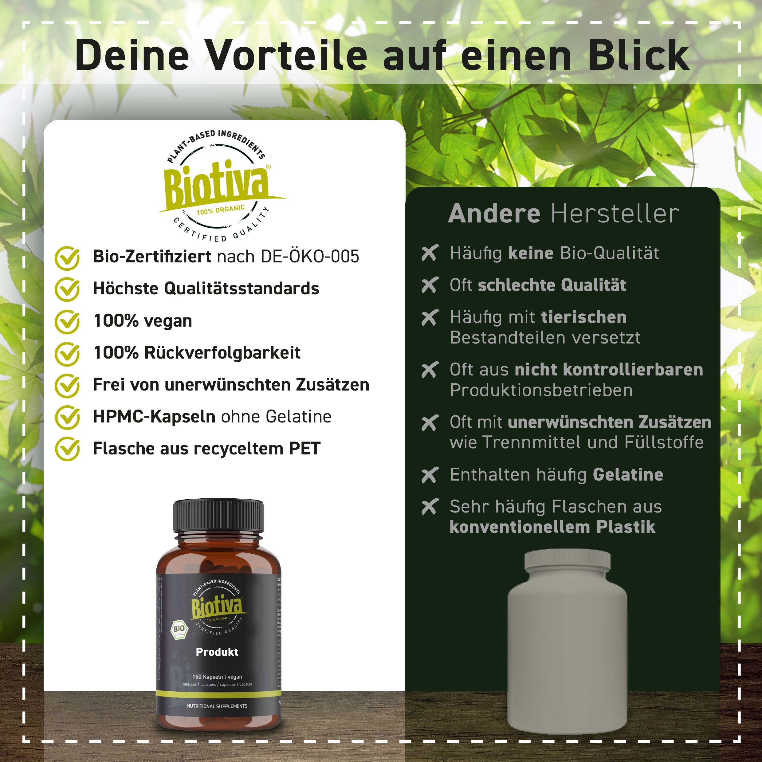 Confronto tra compresse di Spirulina Biotiva Bio e altri produttori, evidenziando la qualità biologica e gli ingredienti.