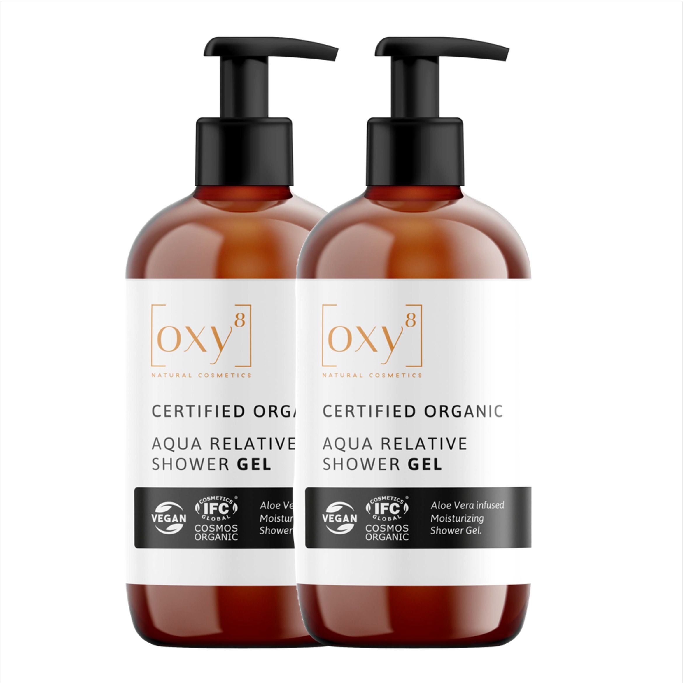oxy8 Cosmetici naturali AQUA RELATIVE SHOWER GEL - Gel doccia nutriente - Set risparmio - 2 pezzi