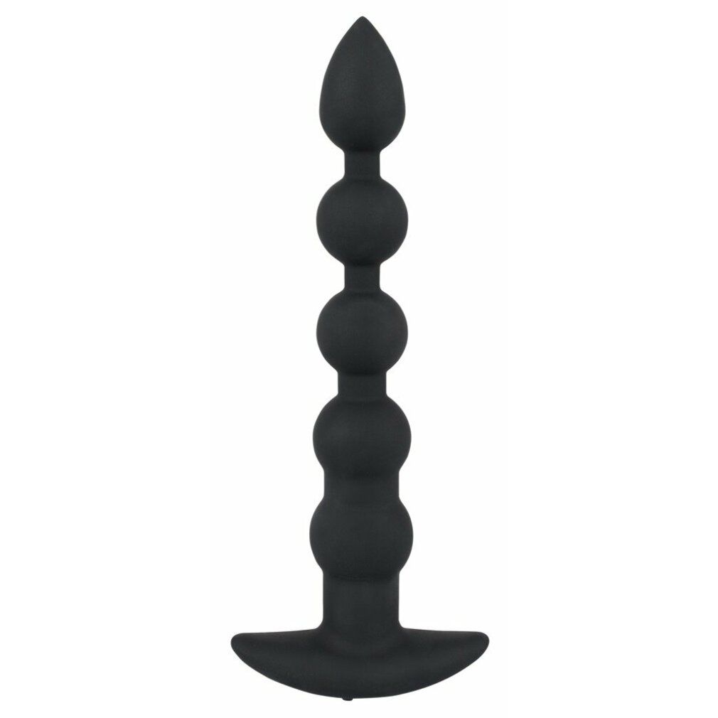 Prodotto benessere nero con elementi sferici e base. Forma allungata.