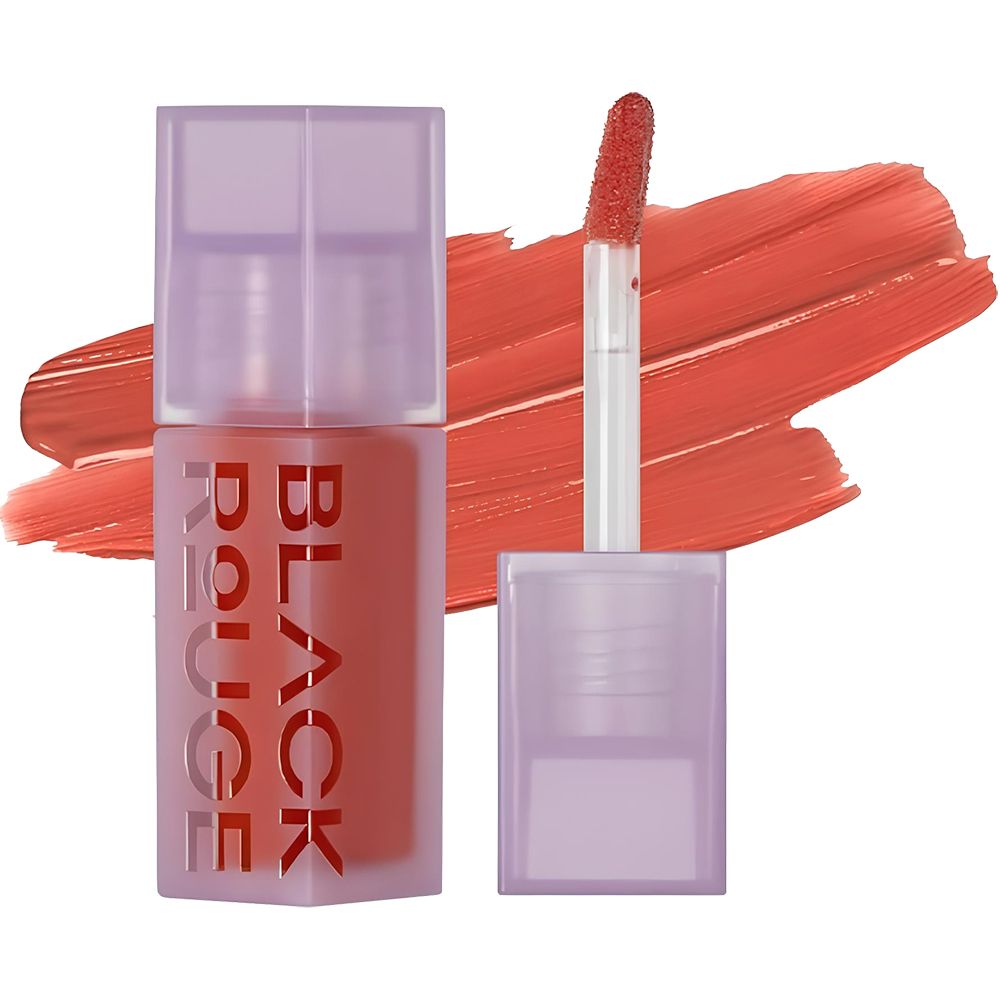 Flacone di gloss con applicatore e campionatura di colore. Scritta BLACK ROUGE. Colore albicocca.