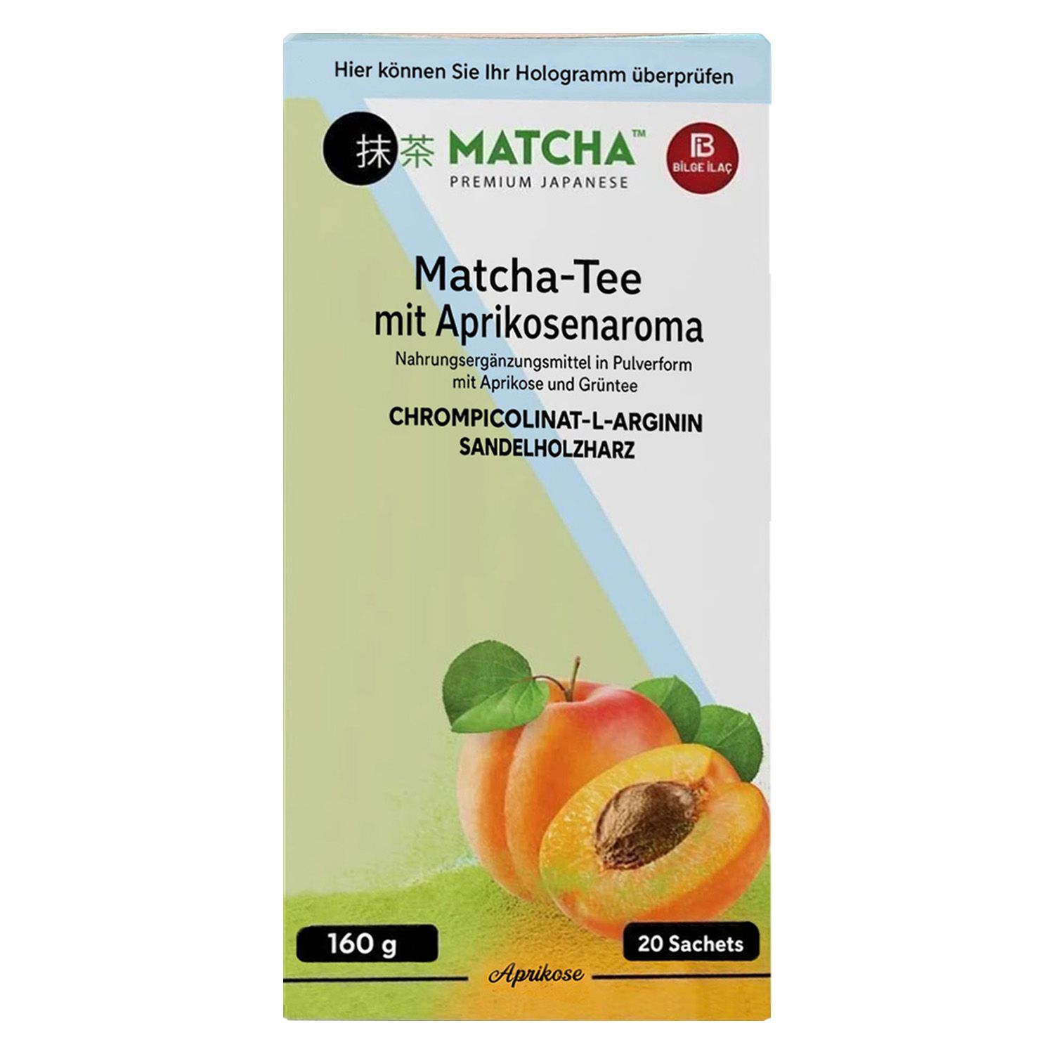 Bilge İlaç Tè Matcha con aroma di albicocca