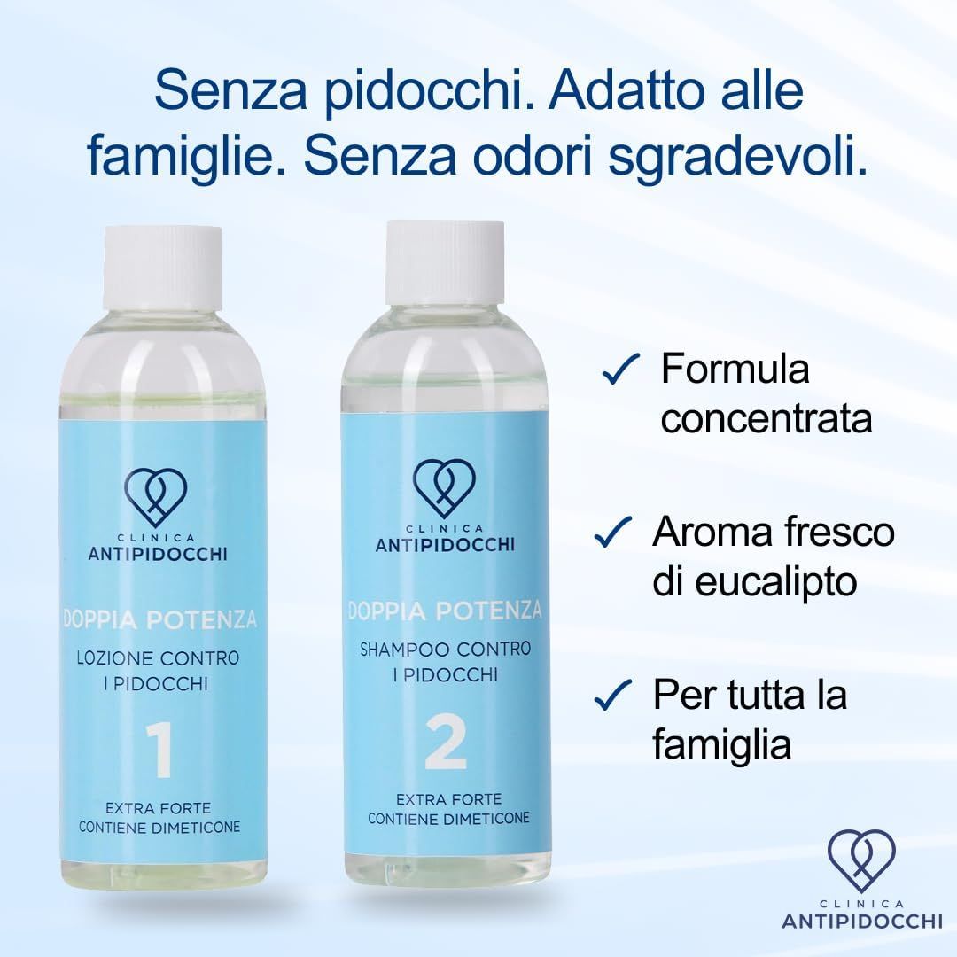 Shampoo Premium per le pidocchi della Clinica Anti Pidocchi + Lozione per adulti e bambini