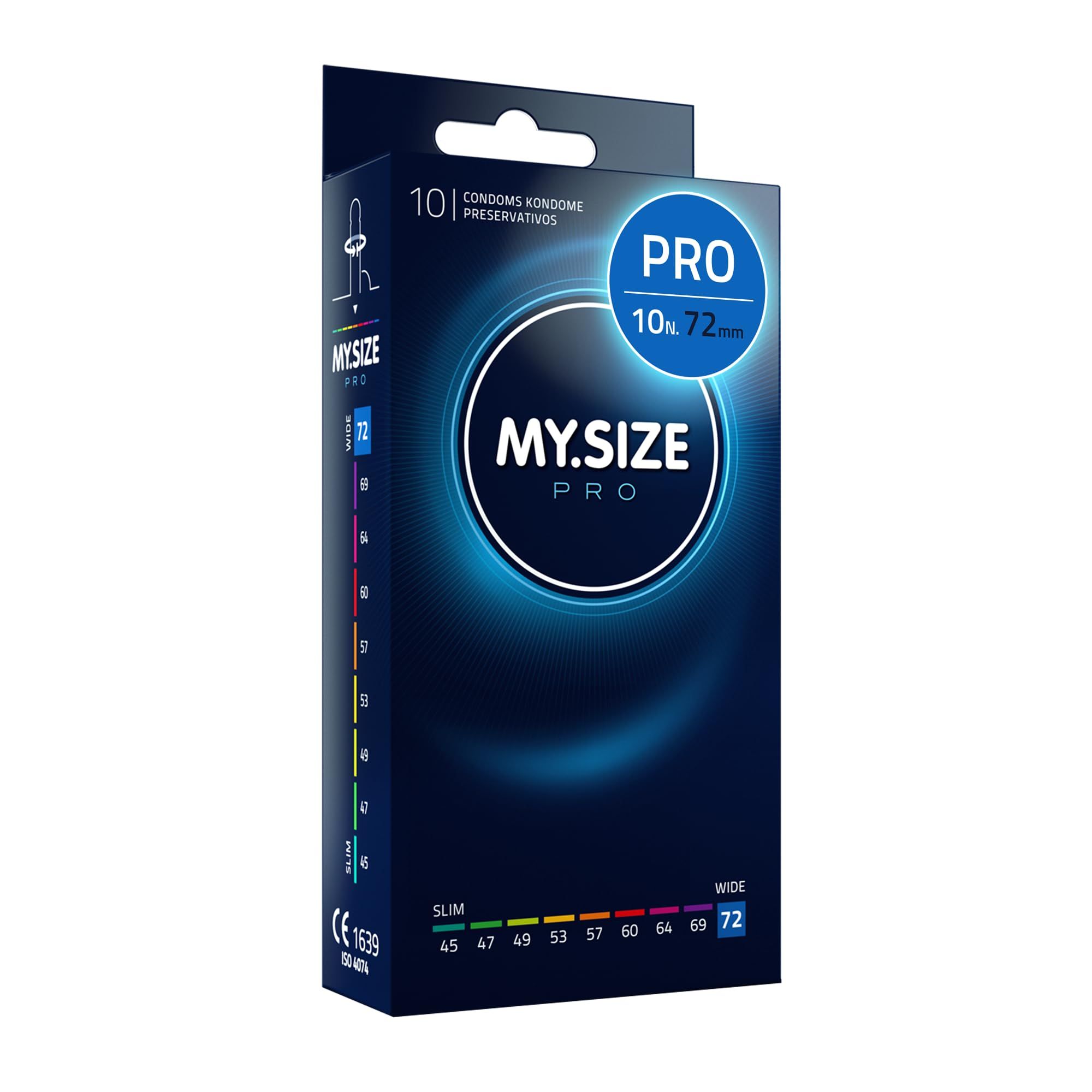 My.Size PRO: Vestibilità personalizzata e comfort dei preservativi, misura 72mm.
