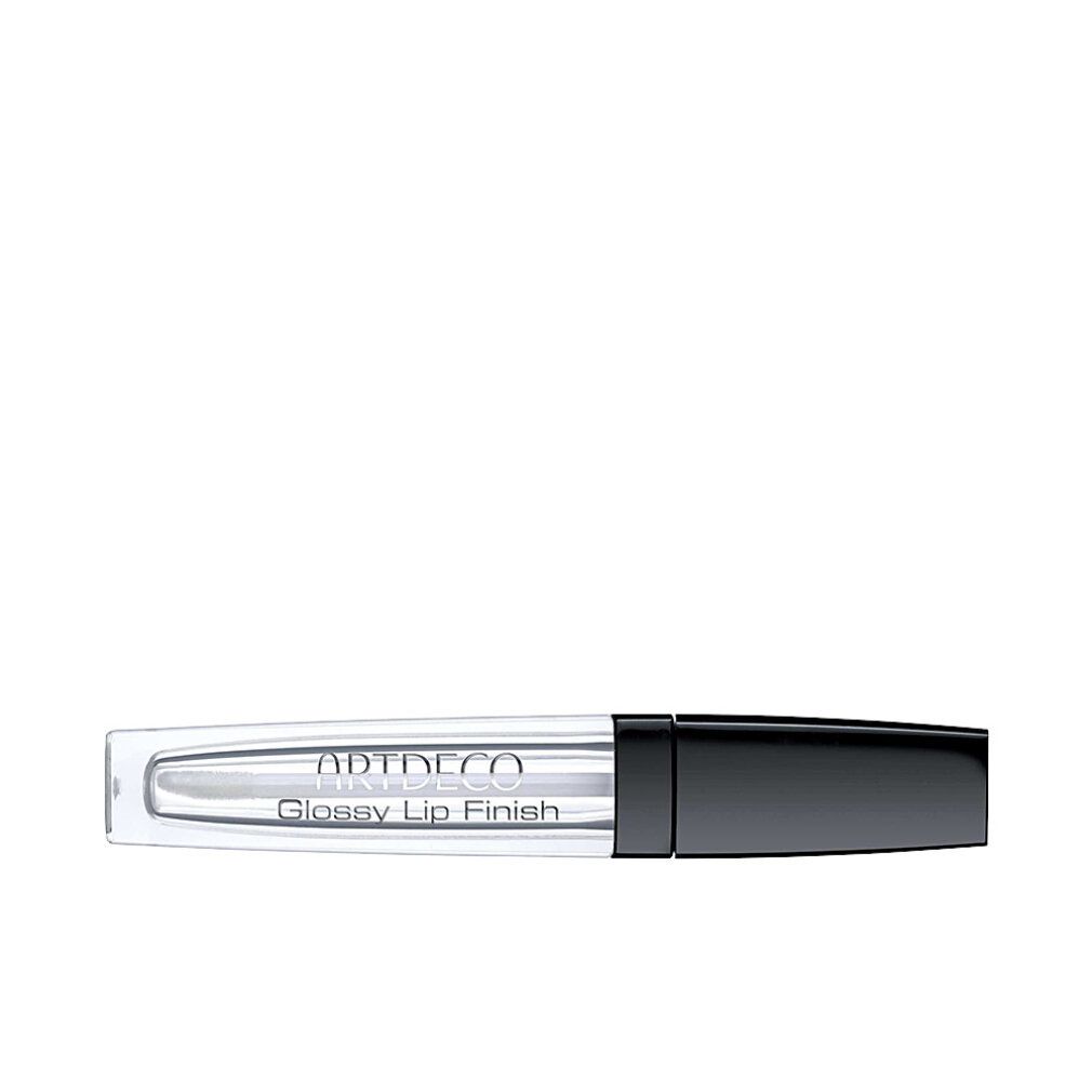 Artdeco Glossy Lip Finish. Vista orizzontale. Tubo trasparente con tappo nero. Nome del prodotto e marchio visibili.