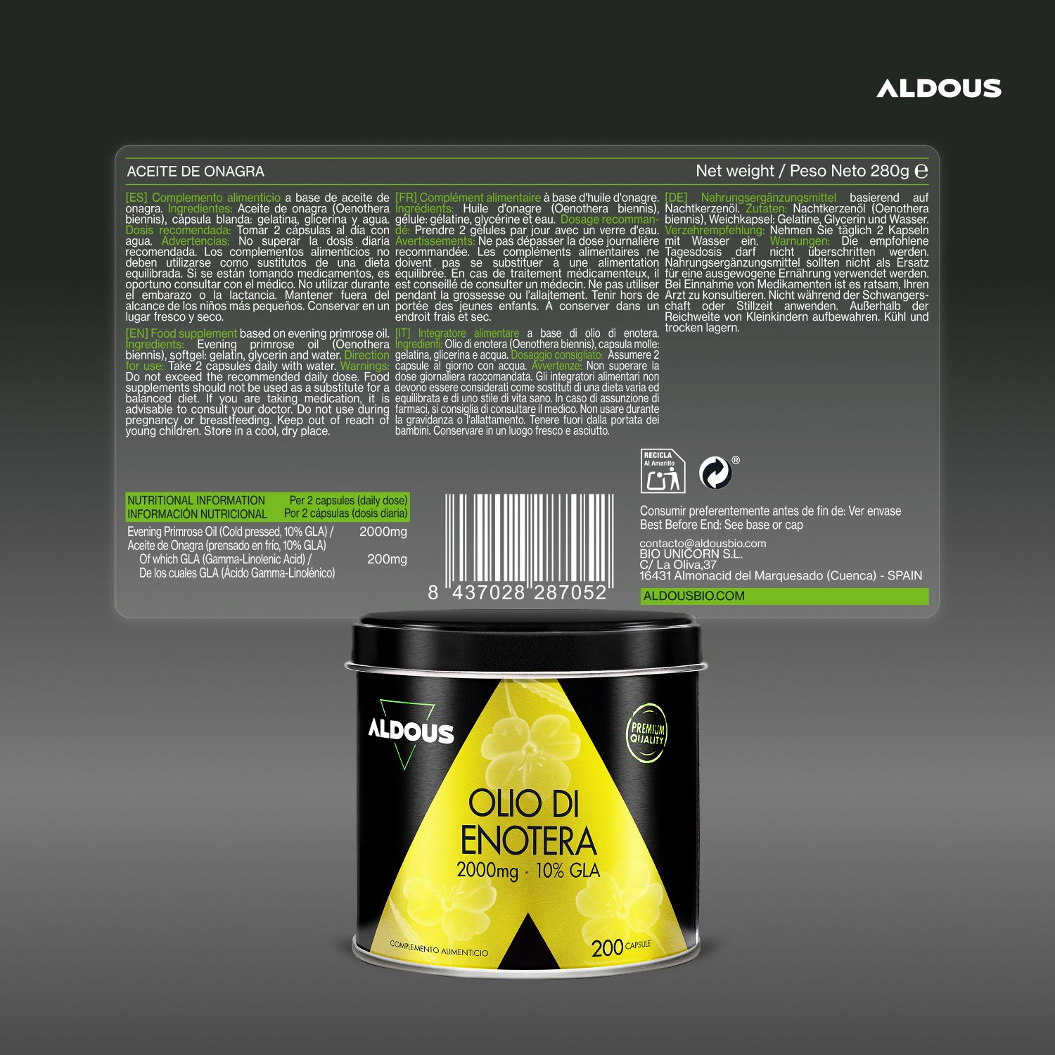 Aldous - Olio di Enotera - Sindrome Premestruale, Menopausa