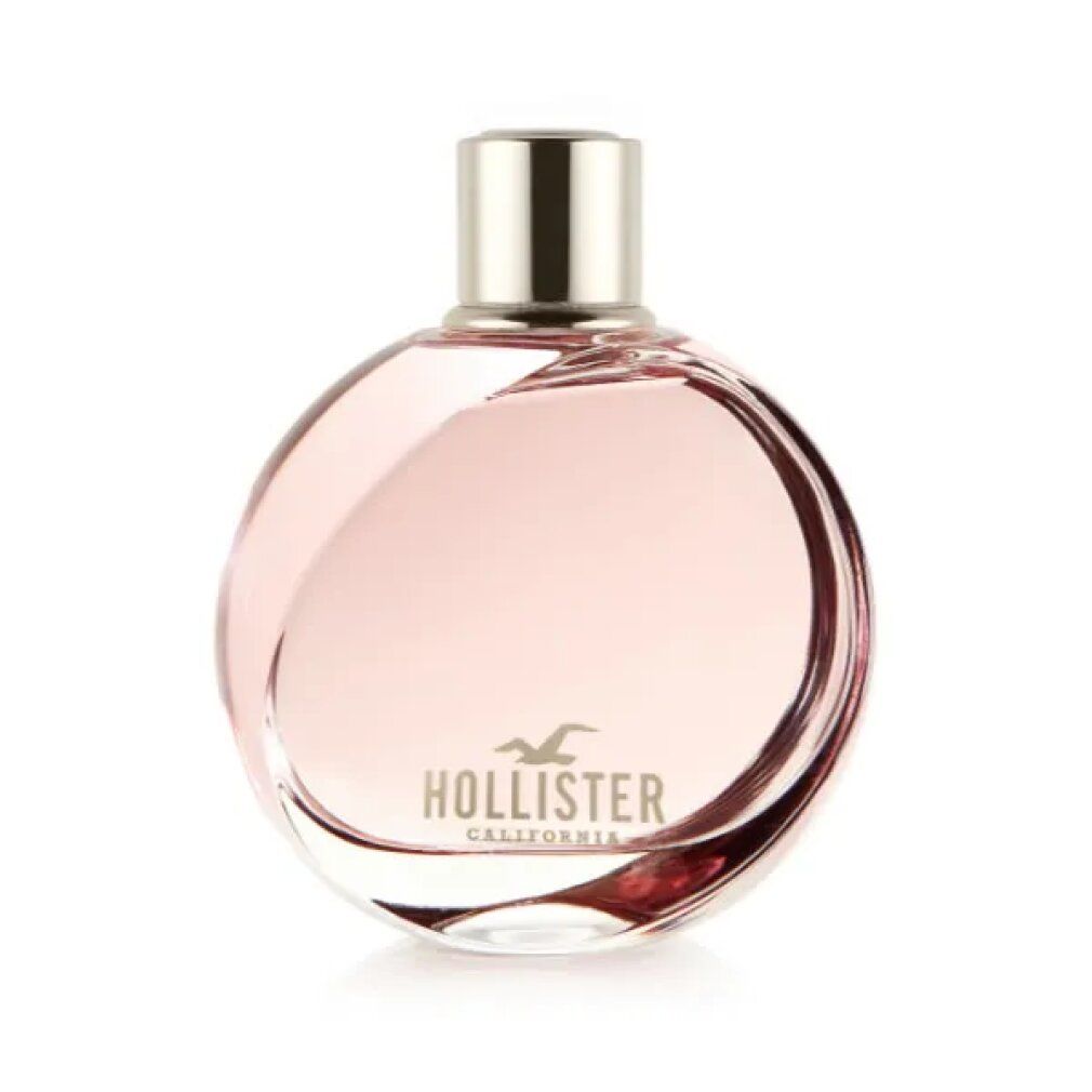 Flacone rotondo con tappo argentato. Logo e testo sul flacone. Liquido rosa all'interno.