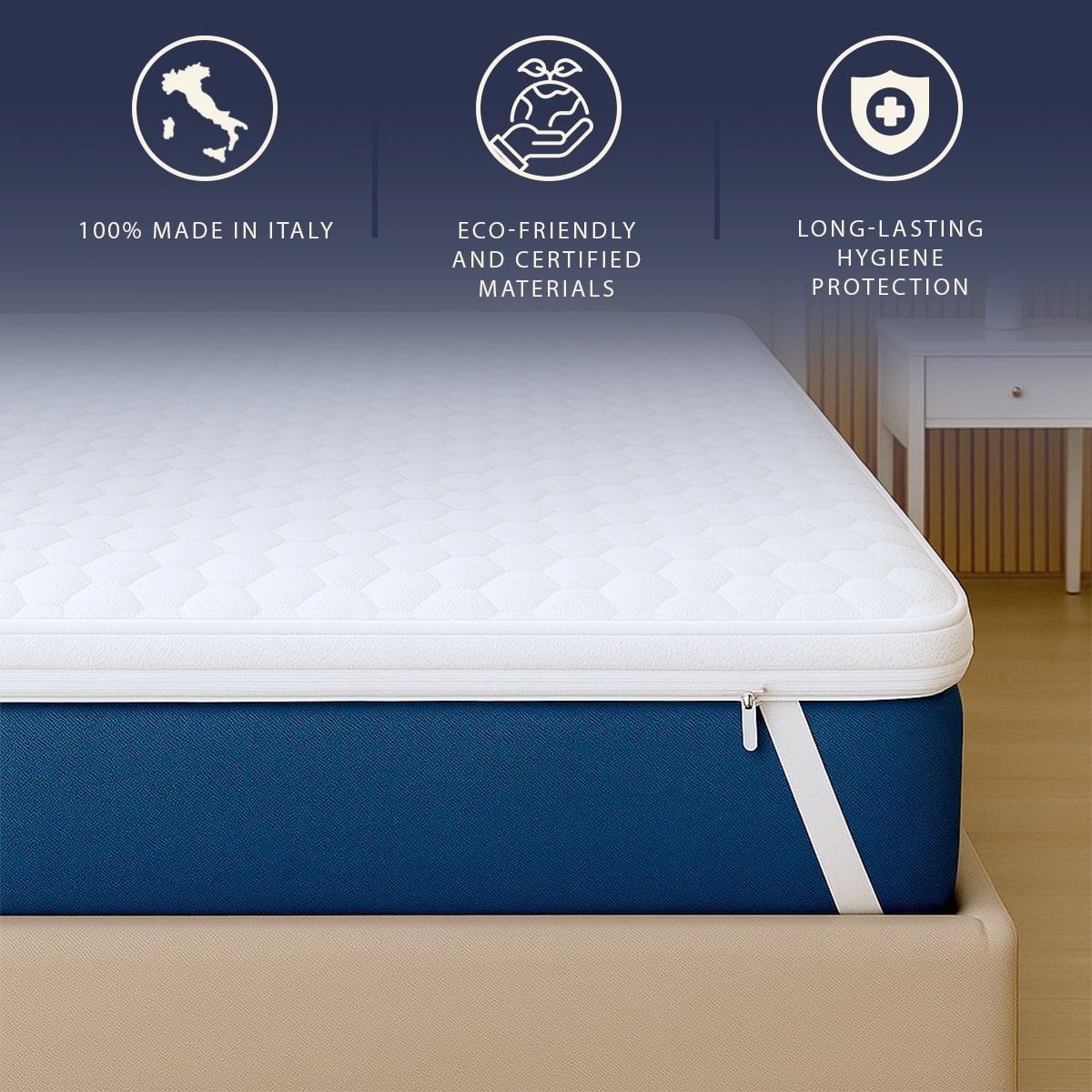 The White Stone Topper 90 x 200 in Memory Foam con Altezza di 5 cm | Traspirante e Anallergico