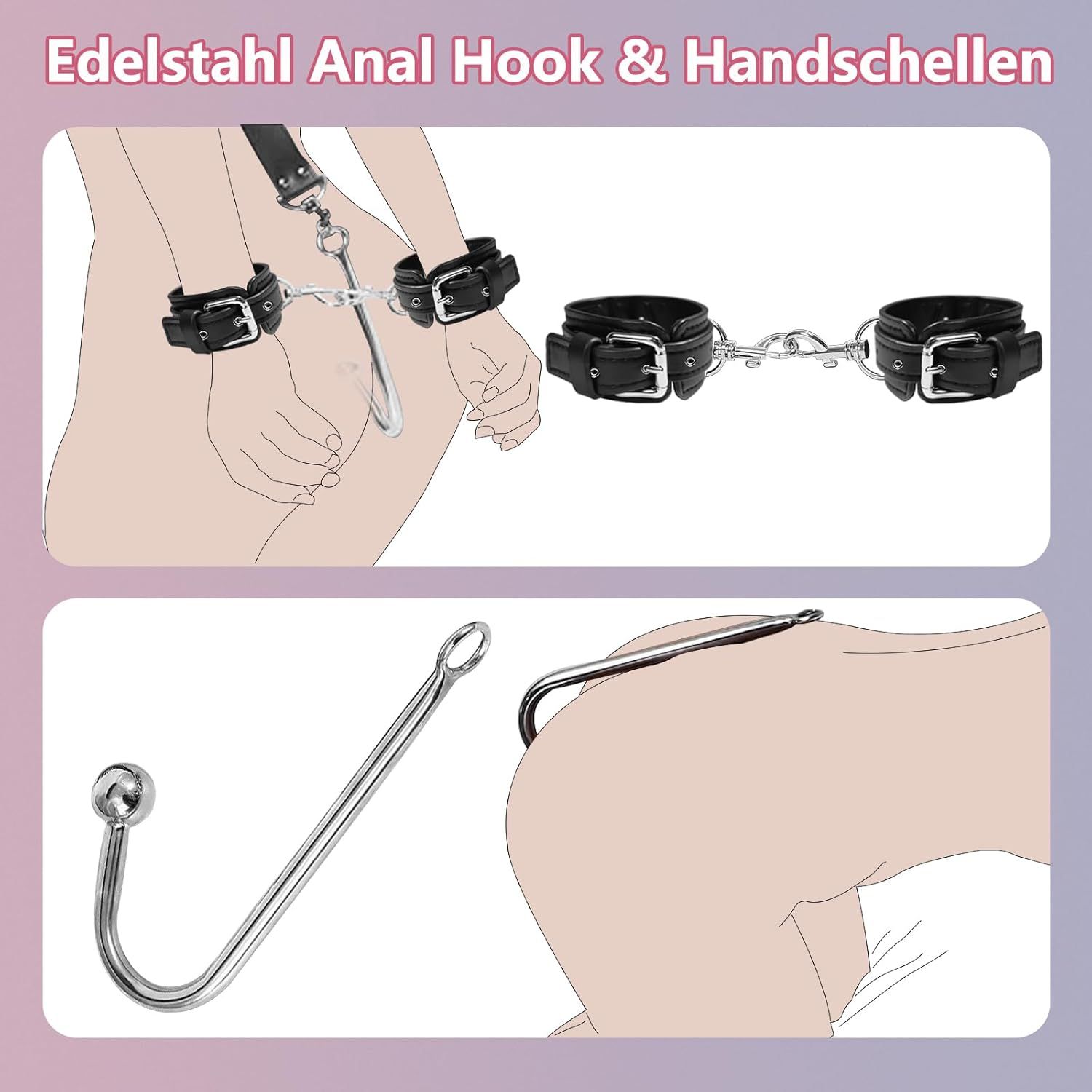 YICOCO set bondage con gancio anale e sistemi di fissaggio, kit di accessori intimi