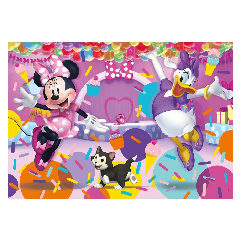 Puzzle Clementoni Minnie Mouse. 104 pezzi. Puzzle con Minnie, Daisy e gatto. Dimensioni: 48,5 x 33,5 cm. Età: 6+