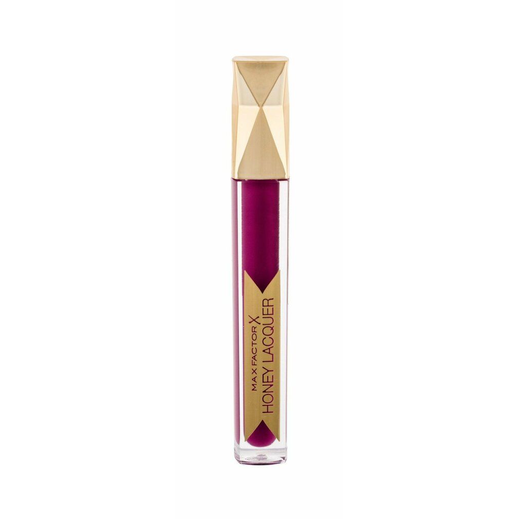 Lucidalabbra con tappo dorato. Scritta: Max Factor Honey Lacquer. Colore: Blooming Berry.
