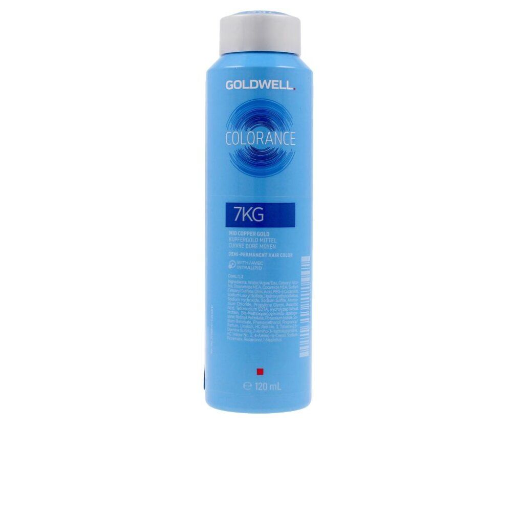 Goldwell COLORANCE, flacone blu con tappo bianco. Scritta: 7KG, COLORANCE, 120 ml.