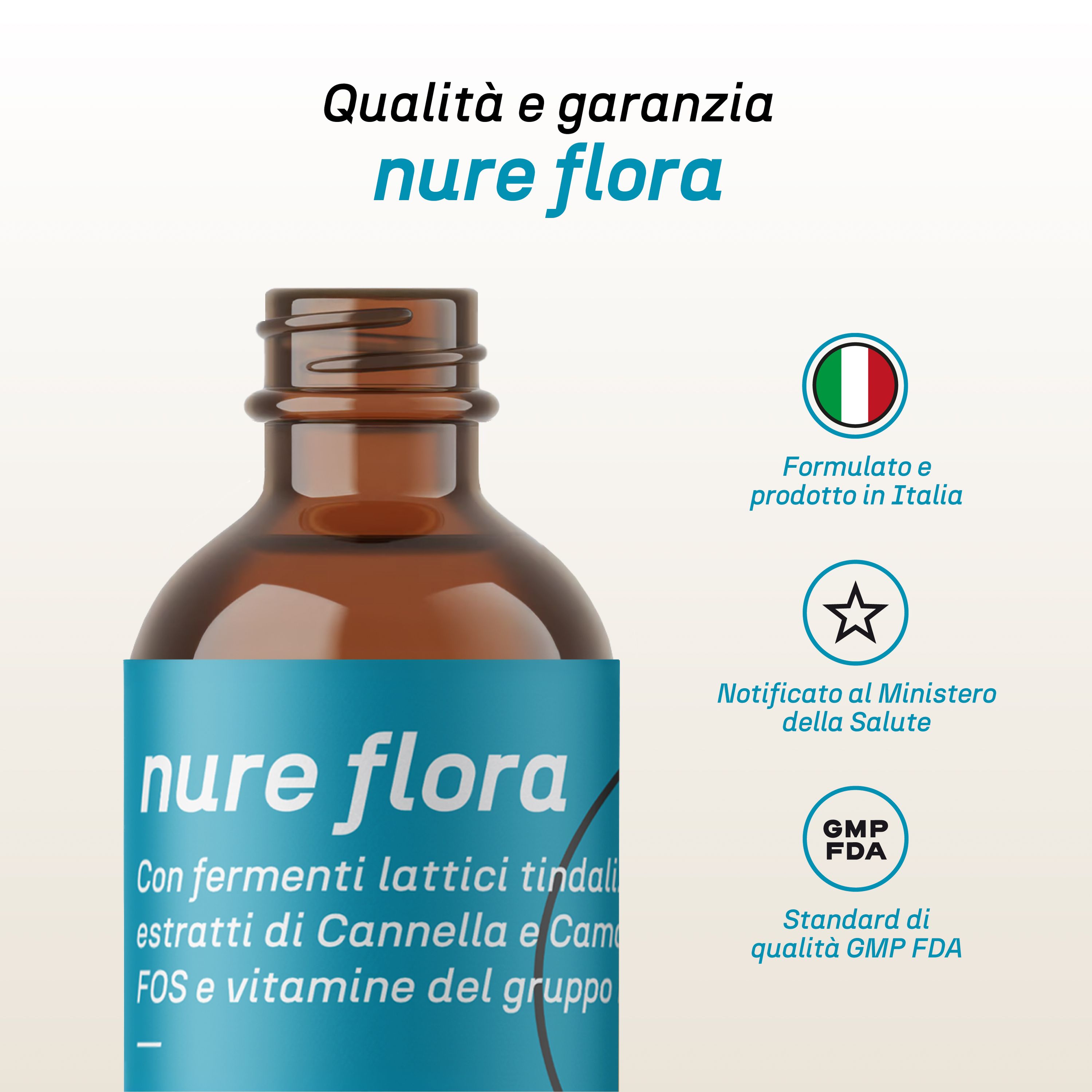 NURE Flora Soluzione Orale 10 Flaconi da 10 ml |Integratore per l'Equilibrio della Flora Intestinale