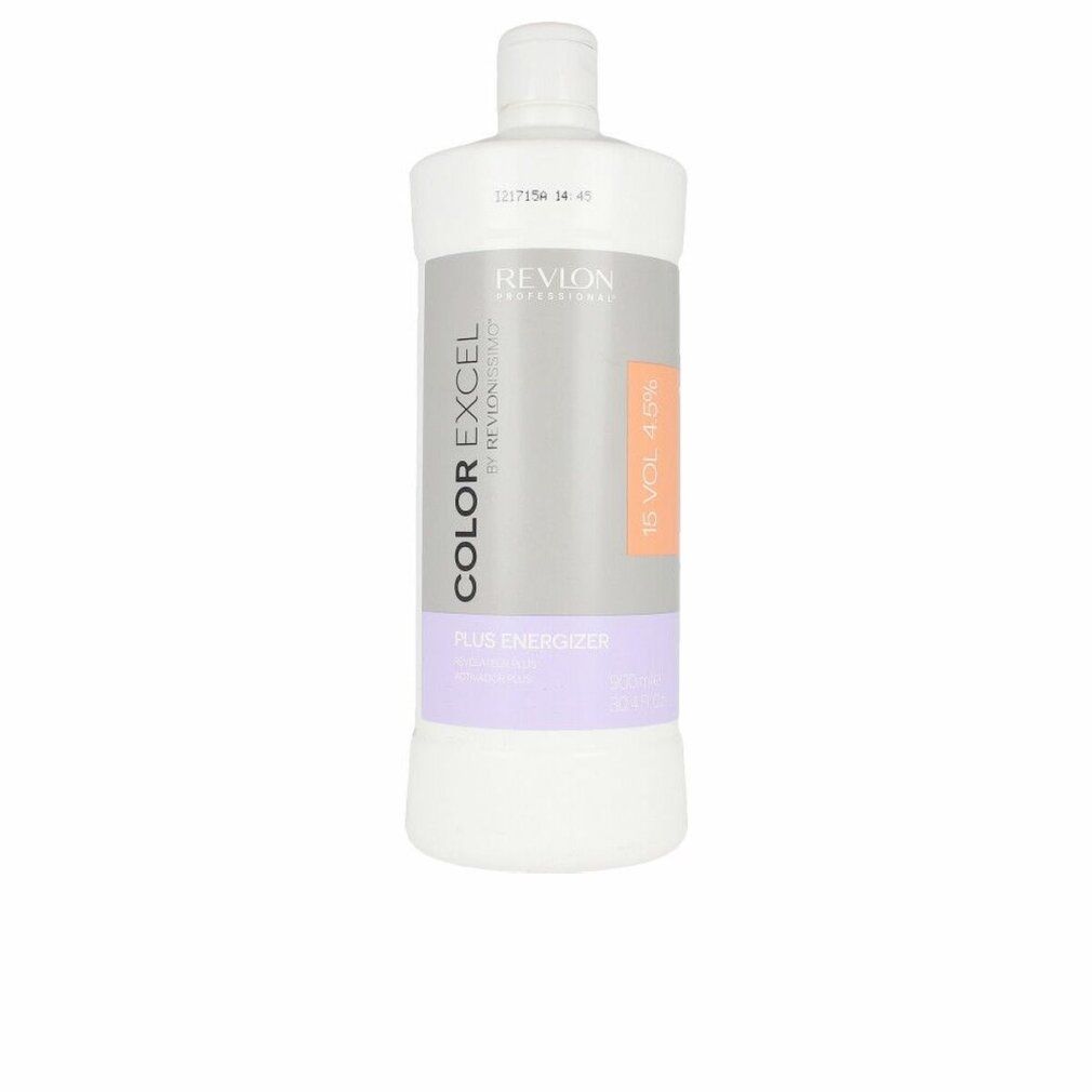 Flacone Revlon Color Excel Plus Energizer 15 Vol. con etichetta. Accenti grigi, arancioni e viola. 1000ml.