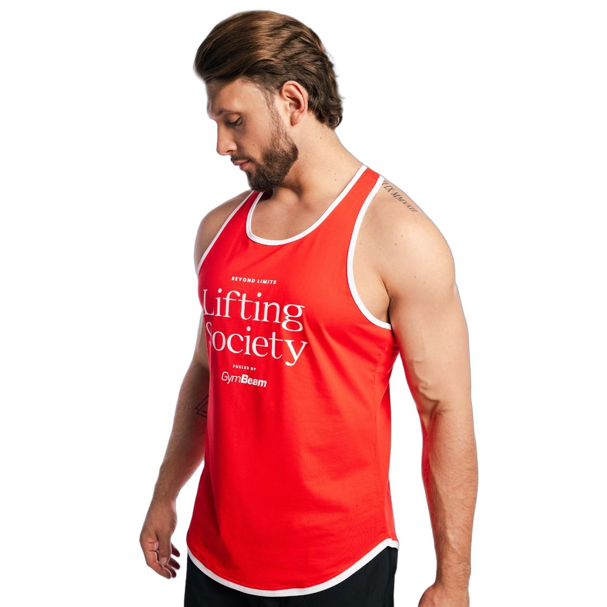 GymBeam Canotta uomo stringer in cotone e poliestere Lifting Society Flame