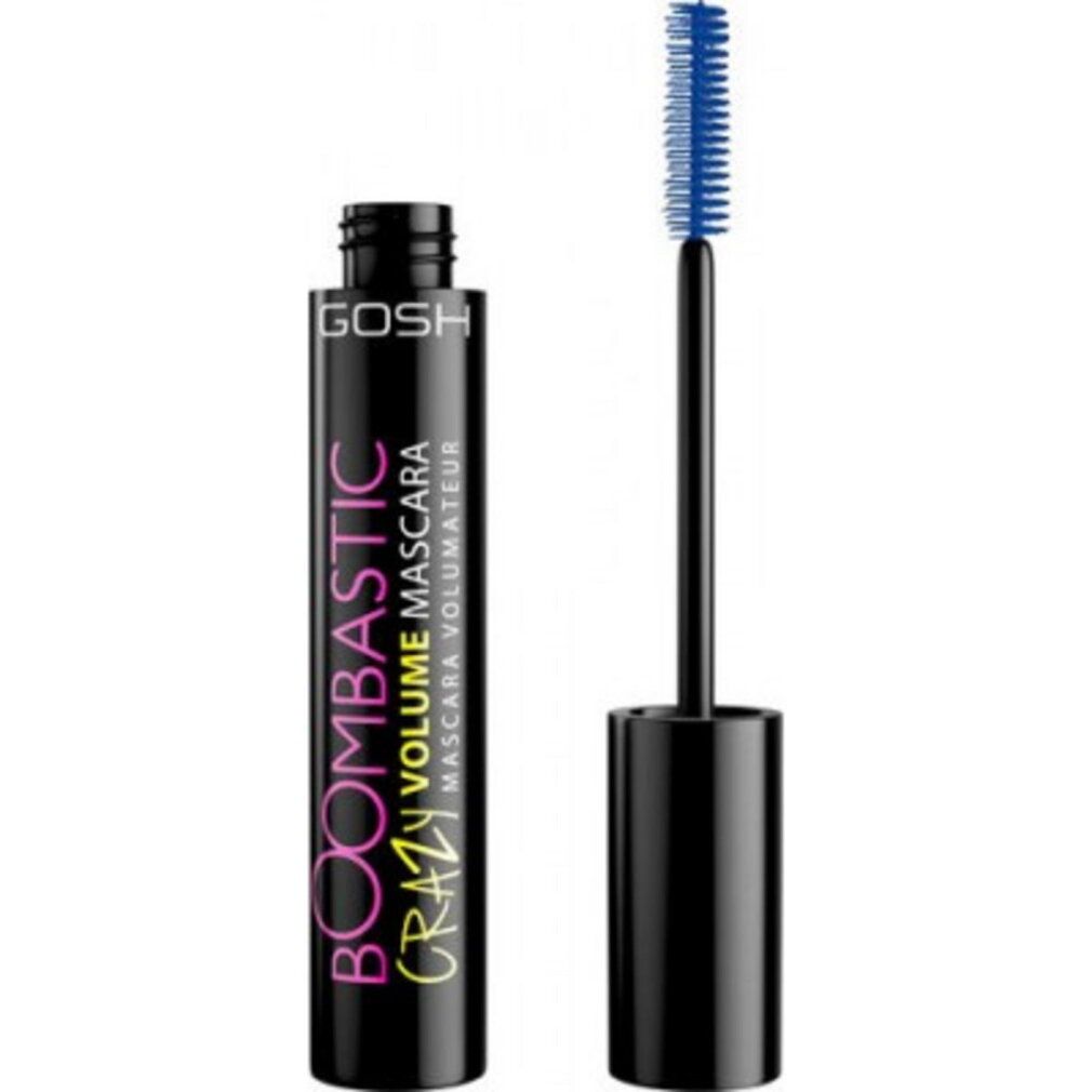 Gosh Boombastic Crazy Volume Mascara Blu. Tubetto nero con applicatore blu.