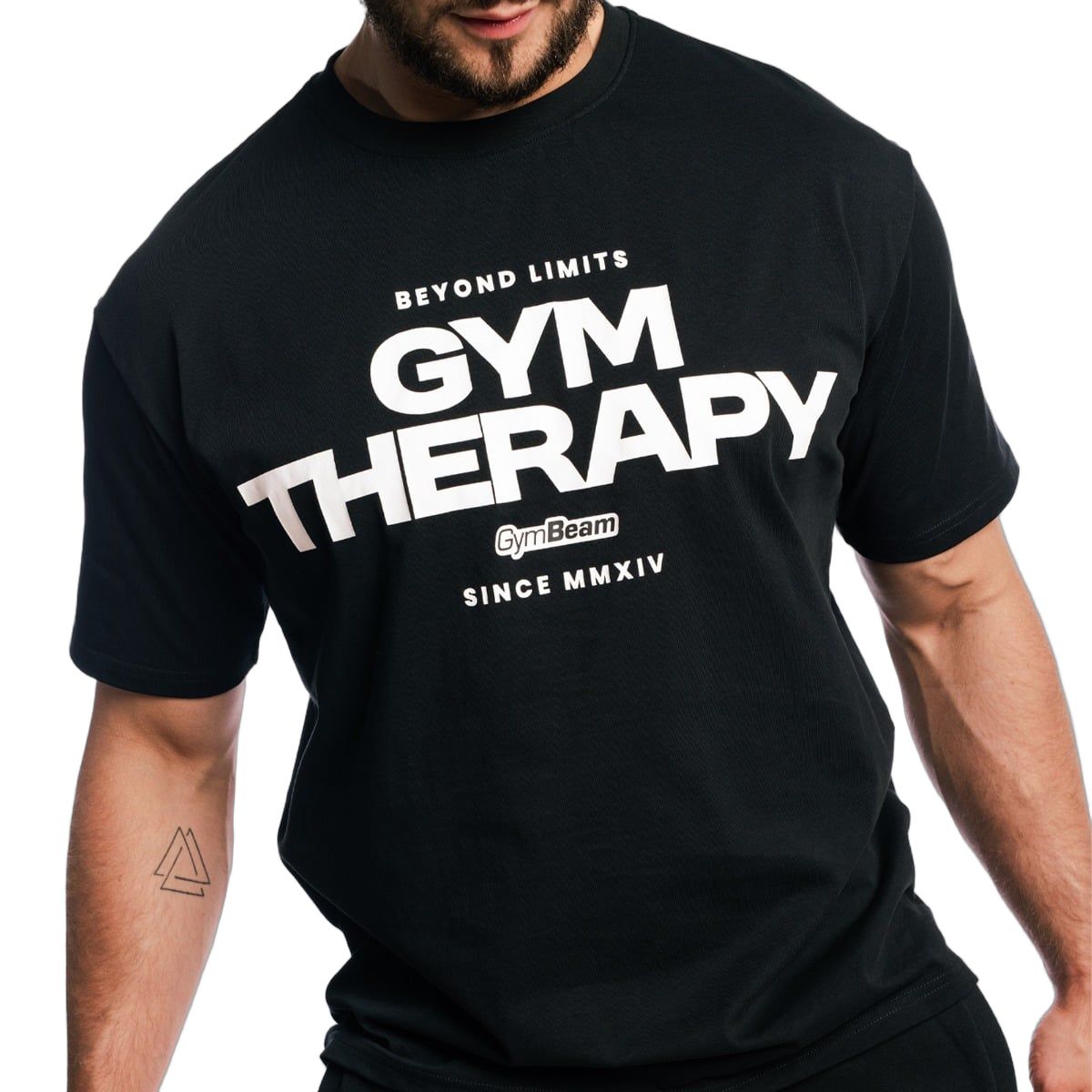 GymBeam T-shirt uomo oversize in cotone con manica corta Gym Therapy Black